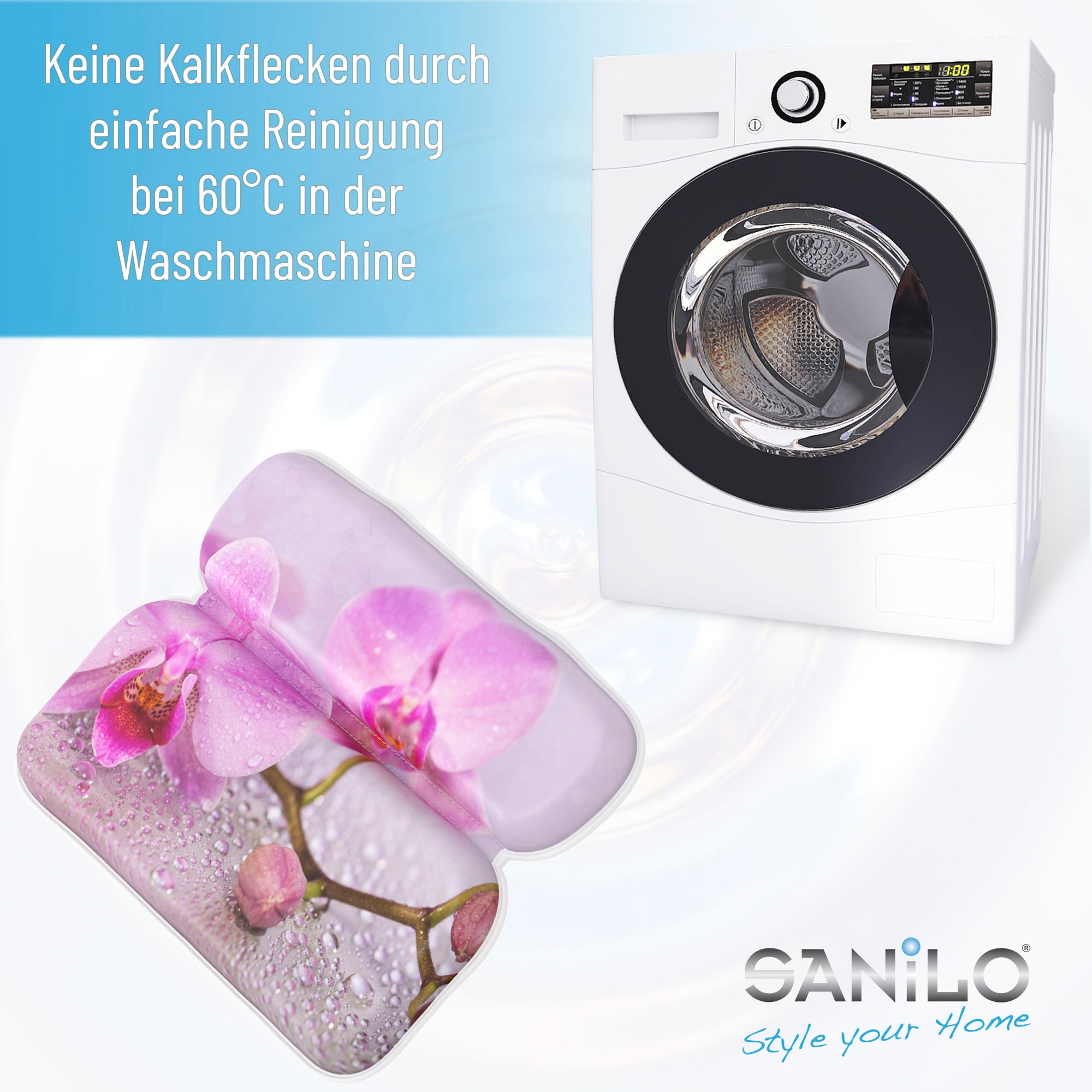 Sanilo Nackenkissen »Badewannenkissen Blooming«, bequem, rutschfest, kräftige Farben, mit 7 starken Saugnäpfen