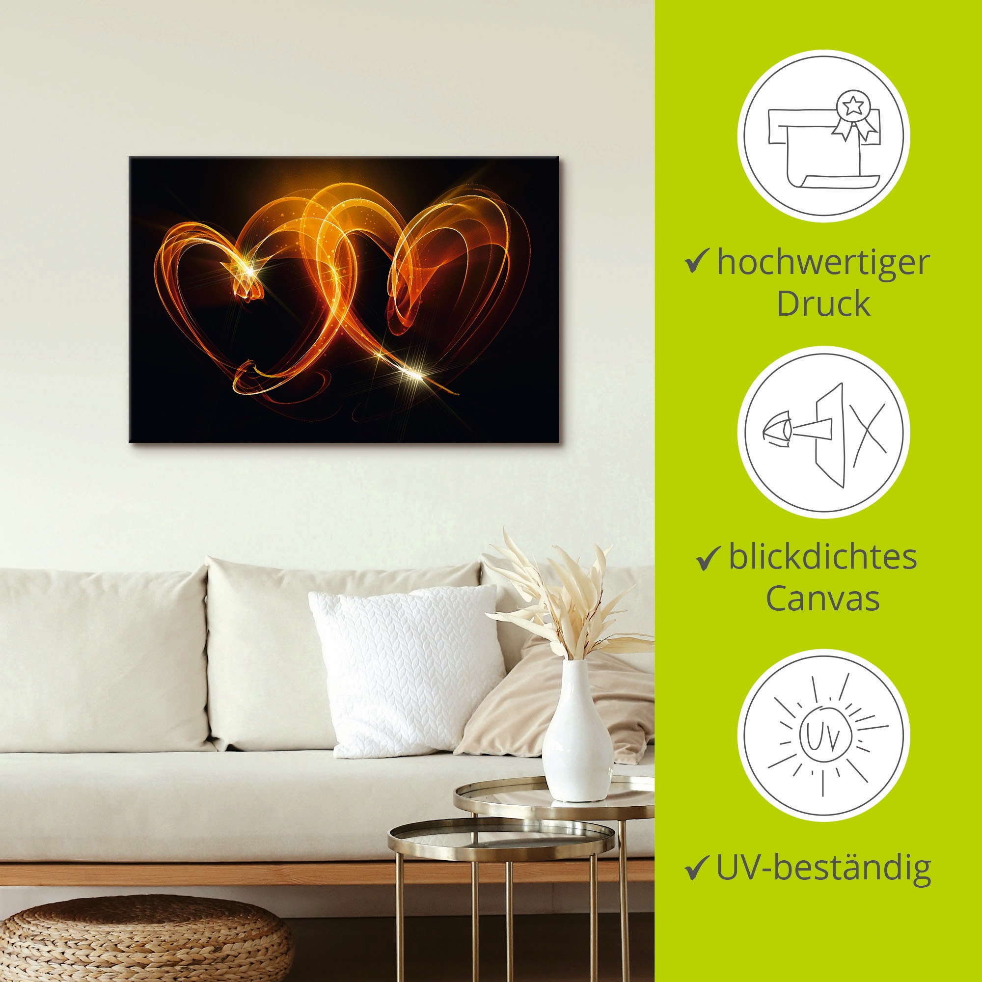 Artland »Verbundenheit« Herzen 1 Stk. tlg. auf Holzrahmen gespannt