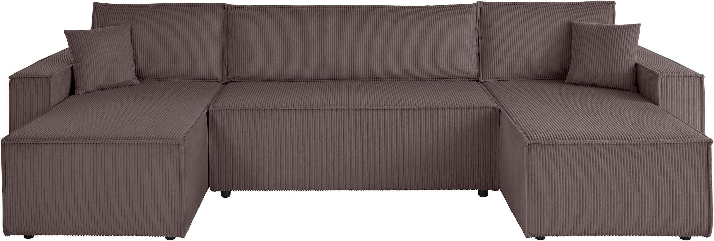 OTTO home Wohnlandschaft »Cassi, 311 cm, U-Form, Schlafsofa, Dauerschläfer, Boxspringfederung«, Schlaffunktion (133/270cm), Bettkasten, Seitentaschen, Cord-Bezug