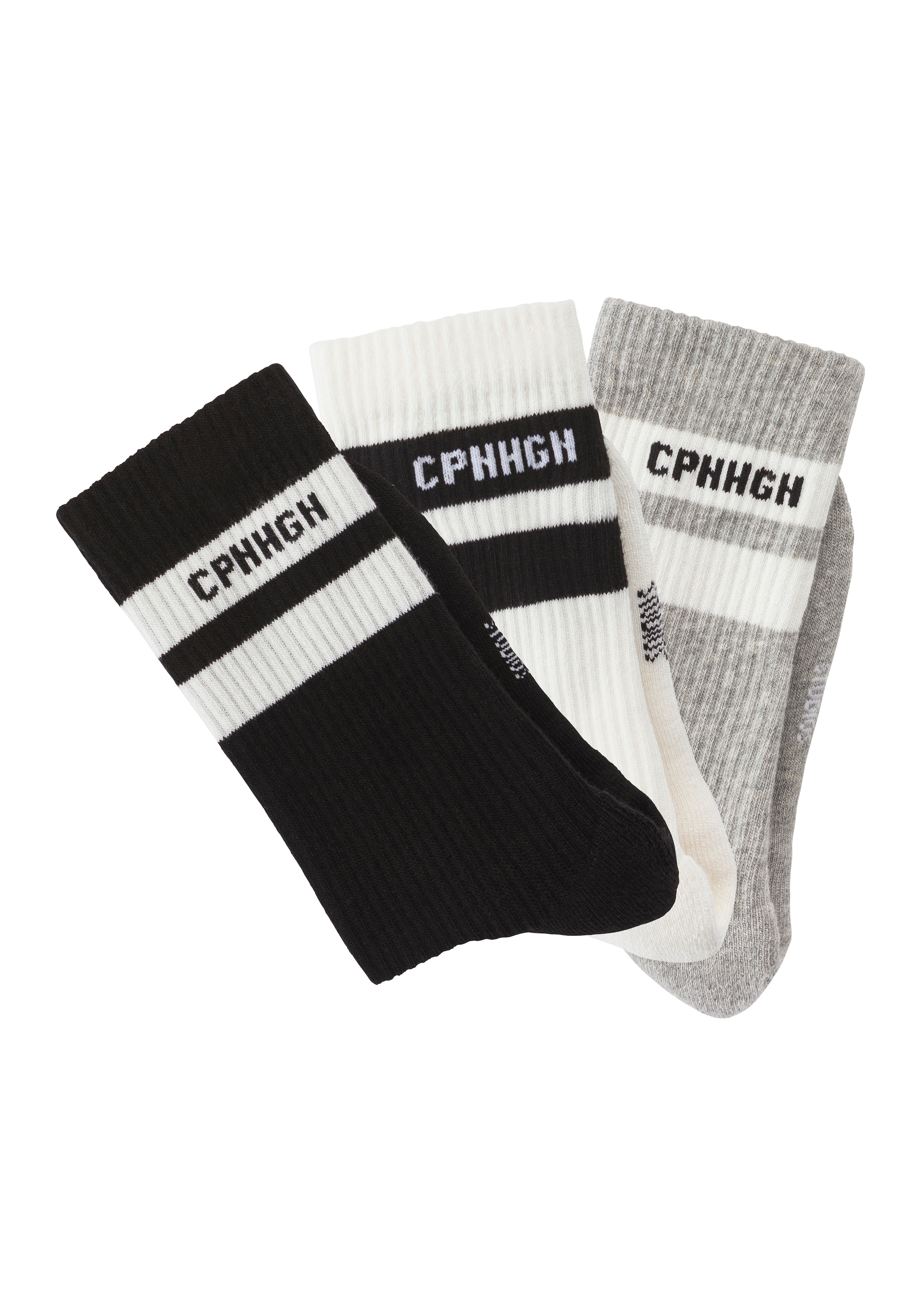 Copenhagen Studios Tennissocken, (Packung, 3 Paar), mit Streifendesign und Vollfrottee