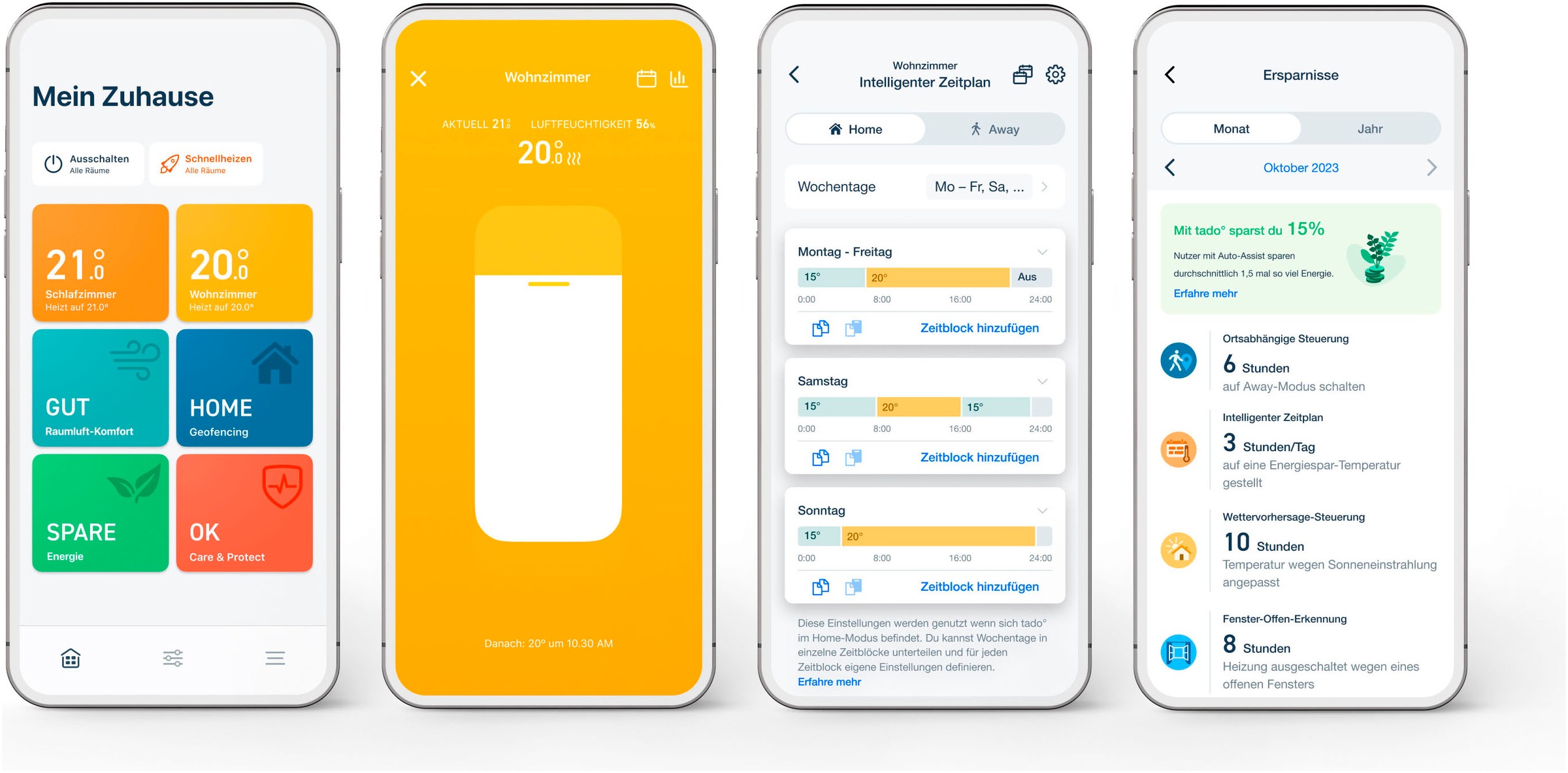 Tado Heizkörperthermostat »4x Heizkörper-Thermostat X + Bridge X + Sensor X«