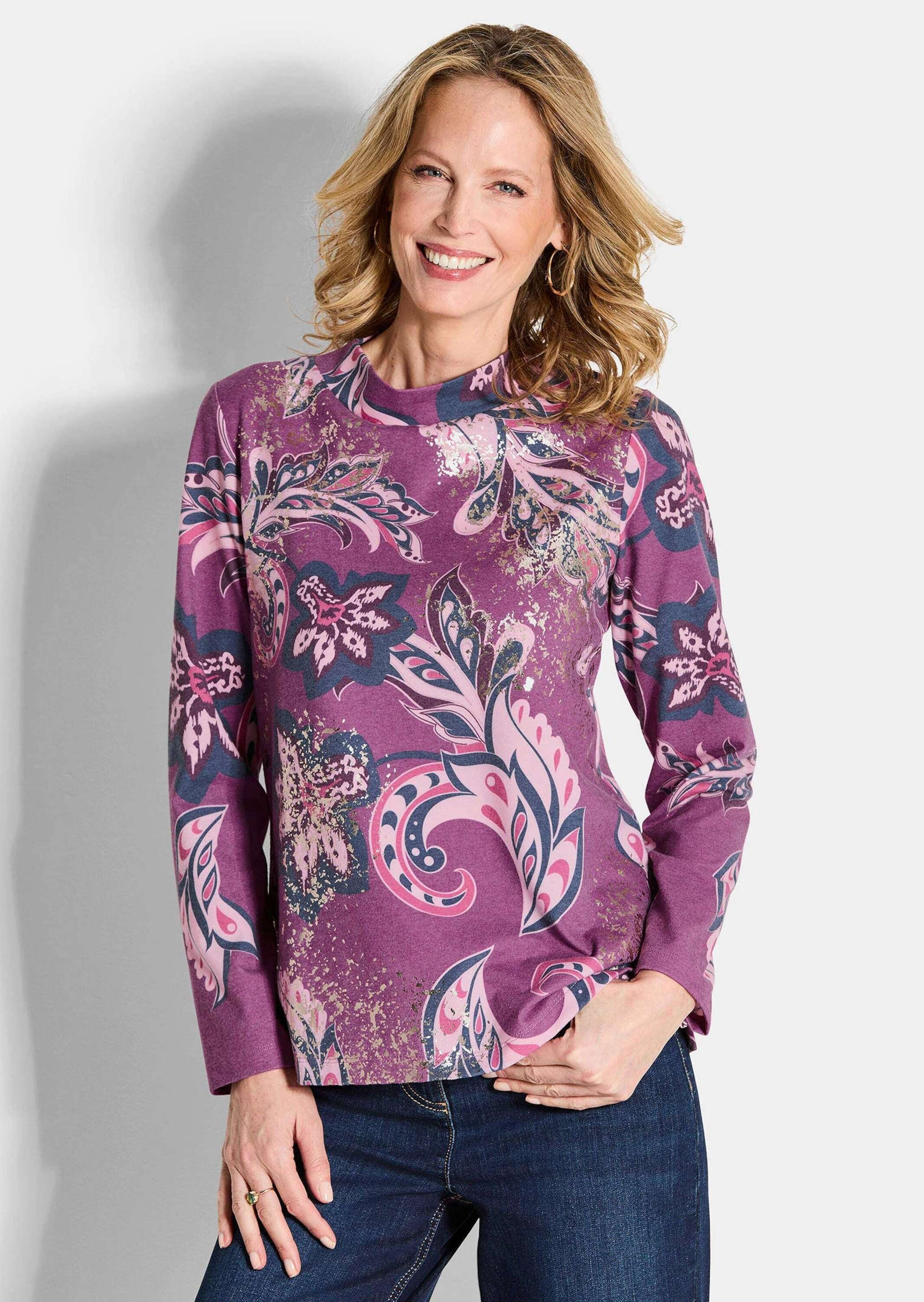 GOLDNER Sweatshirt »Kurzgröße Sweatshirt mit Paisley-Muster«
