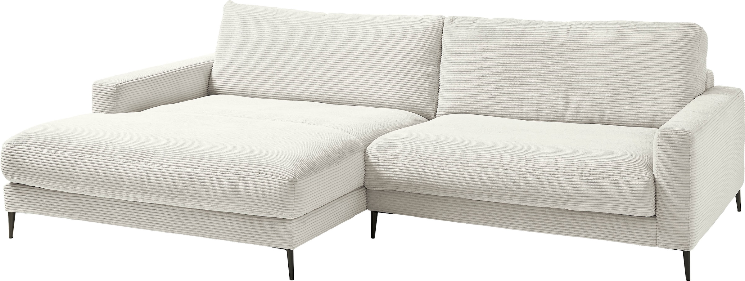 INOSIGN Ecksofa »Downtown, B/T/H: 272/190/84 cm L-Form«, weicher Sitzkomfort auch in Cord und Bouclé, incl. Zierkissen