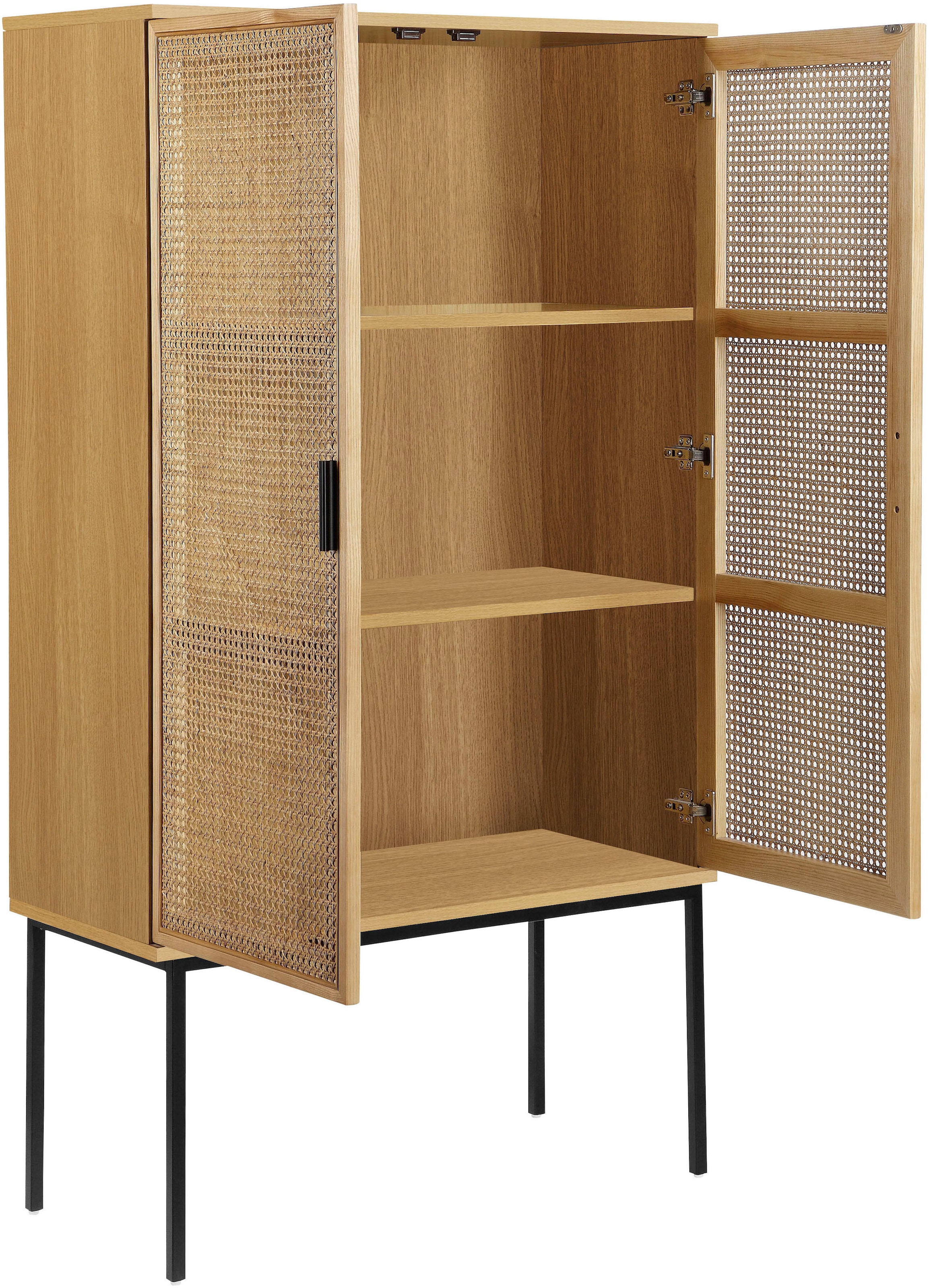 INOSIGN Highboard »Keylea« Eschenholz-Details, robustem Metallgestell, FSC-zertifiziertem Holz