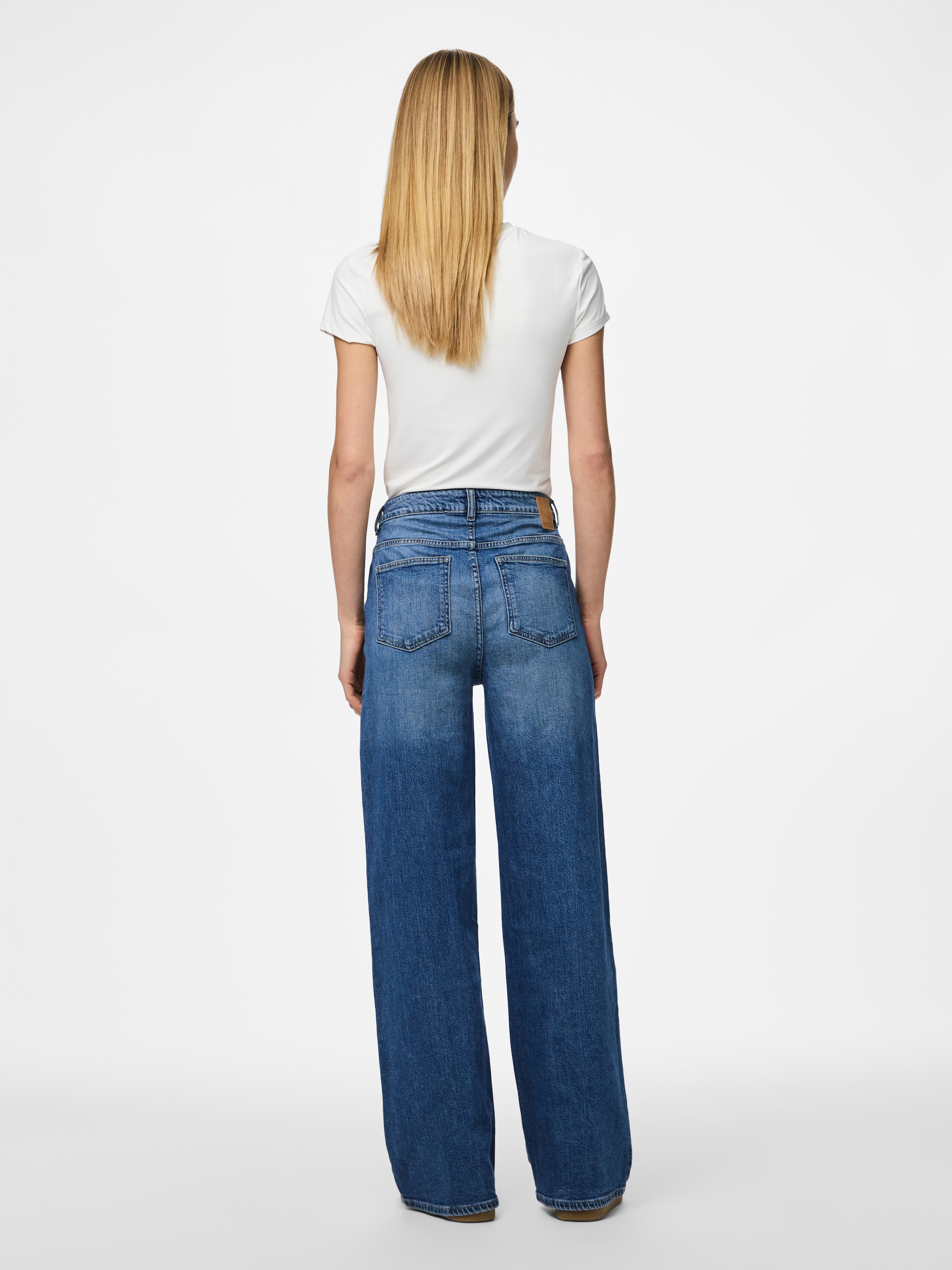 pieces Weite Jeans »PCSILKE MW WIDE JEANS MB NOOS BC«