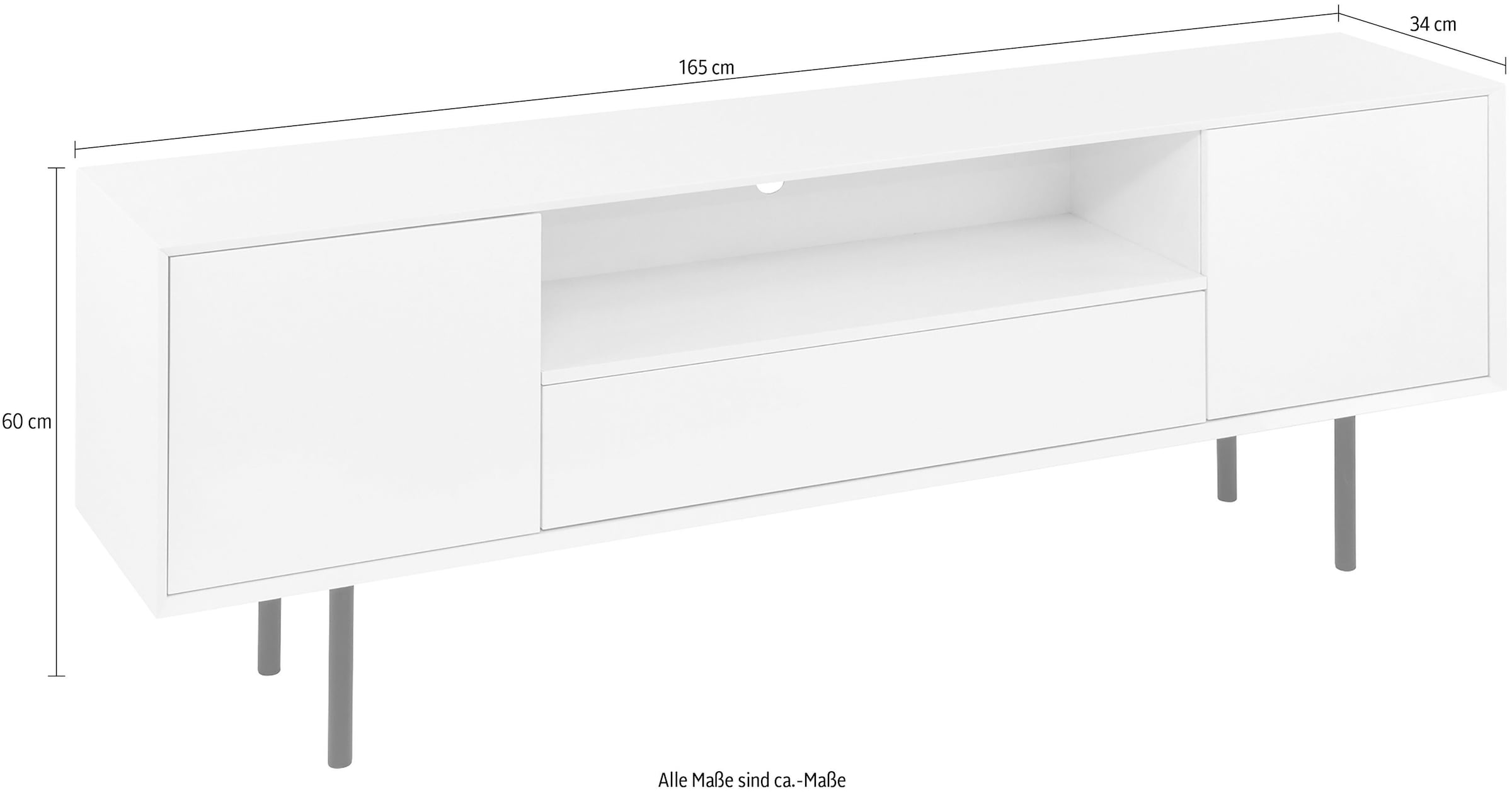 Paroli Sideboard »Susa« Breite 165 cm, 2 Türen