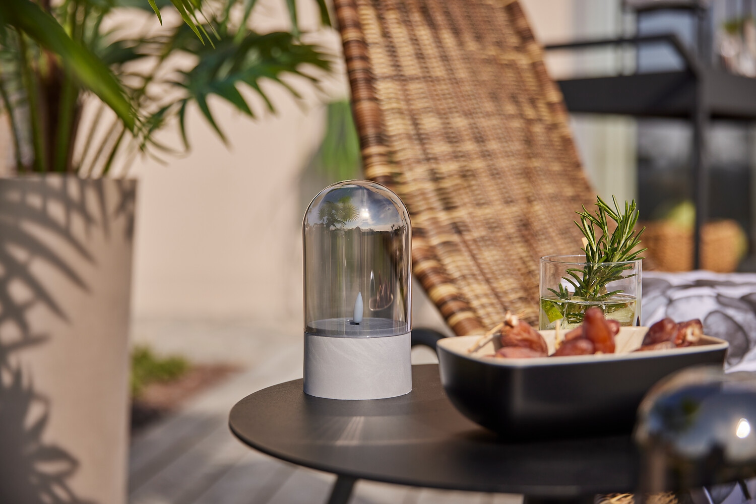 Brilliant LED Tischleuchte »Illusion mit Batterie (exkl.)« LED-Modul 2 Stk. LED-Kerzen Tischleuchten 2er-Set, 16x8 cm, Rauchglas, 2500 K, grau