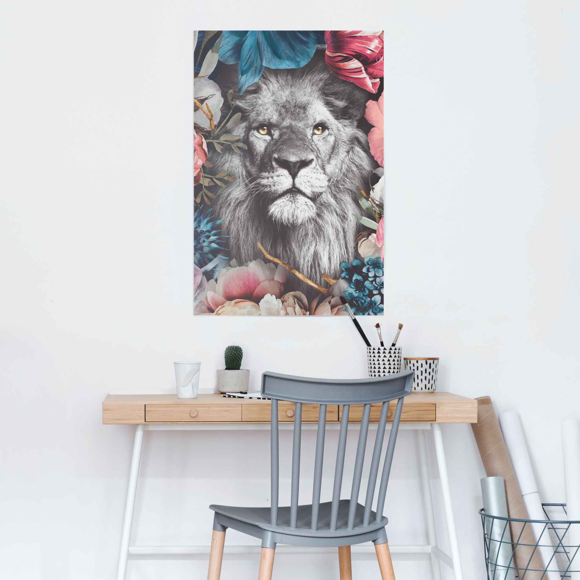 Reinders! Poster »Löwe Blumenkranz - Pflanzen - Farbenfroh«, (1 St.) auf  Rechnung kaufen