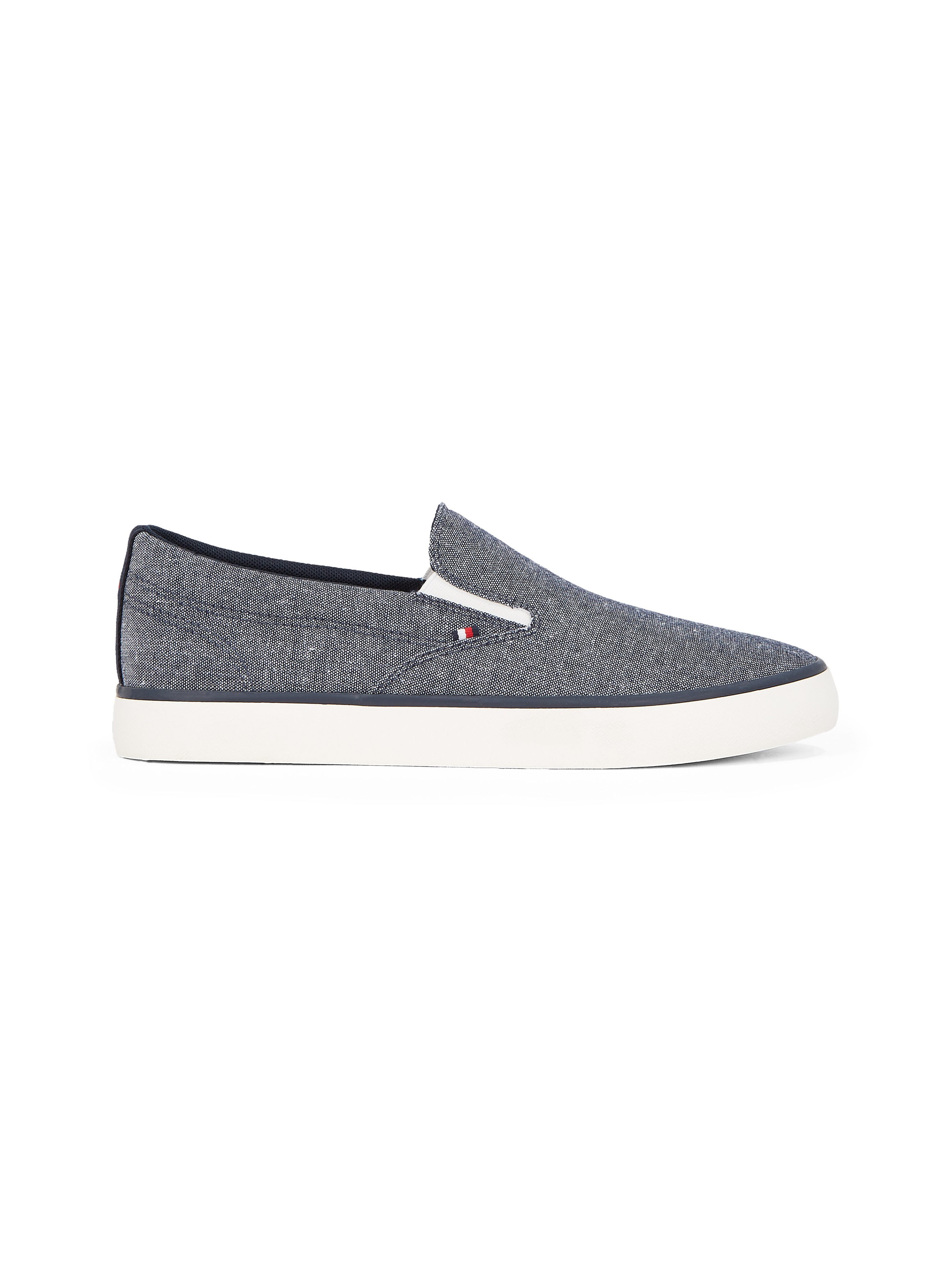 Tommy Hilfiger Slip-On Sneaker »TH HI VULC LOW SLIP ON CH«, Freizeitschuh, Schlupfschuh, Halbschuh mit seitlichen Gummizügen