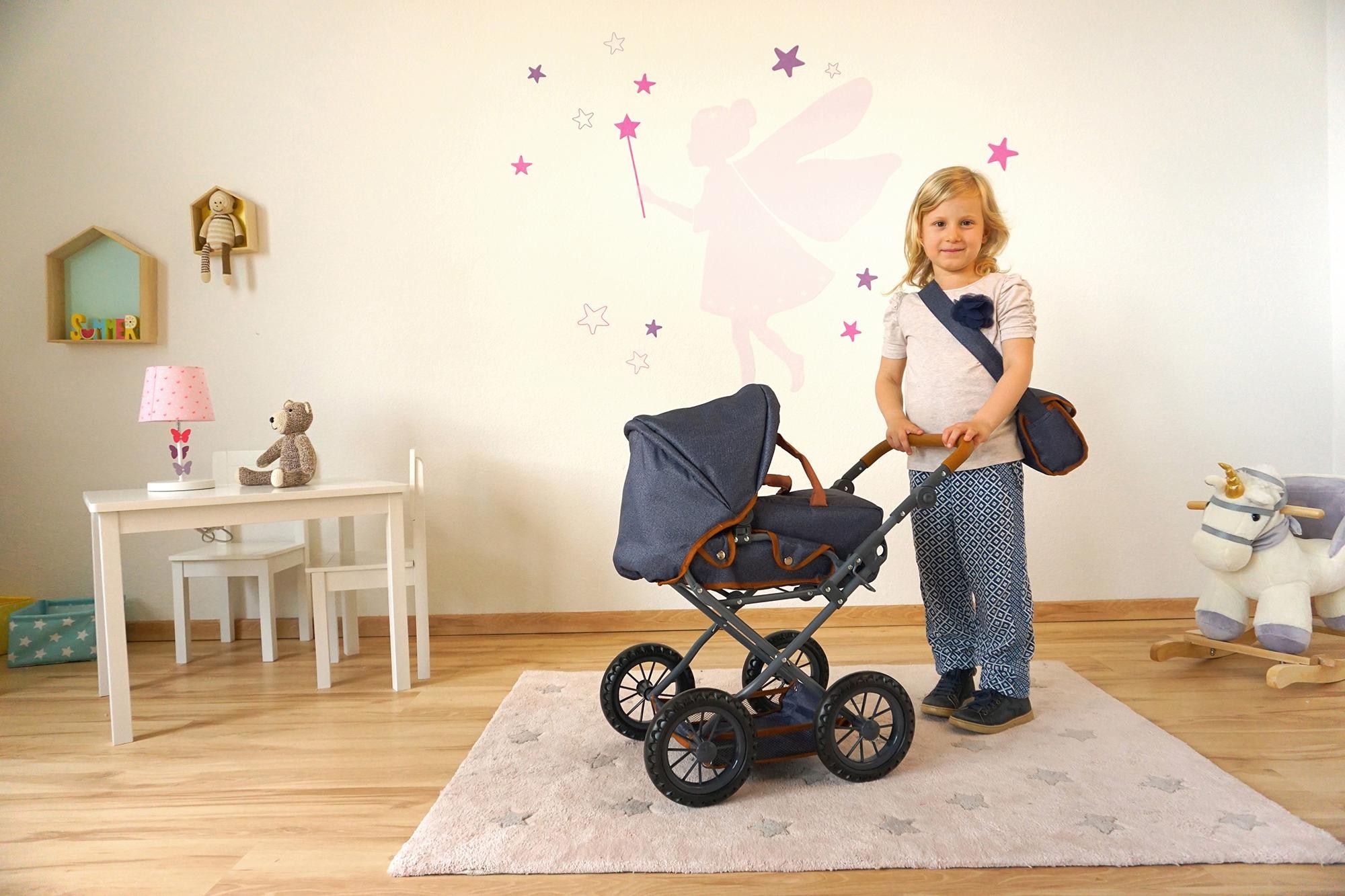Knorrtoys® Kombi-Puppenwagen »Ruby - Dark Blue«, mit Wickeltasche