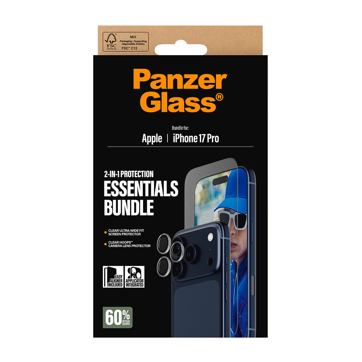 CARE by PanzerGlass Displayschutzglas »2-in-1 Protection Essentials Bundle« für Apple iPhone 17 Pro Displayschutzfolie, Schutzfolie, Bildschirmschutz, kratz- & stoßfest