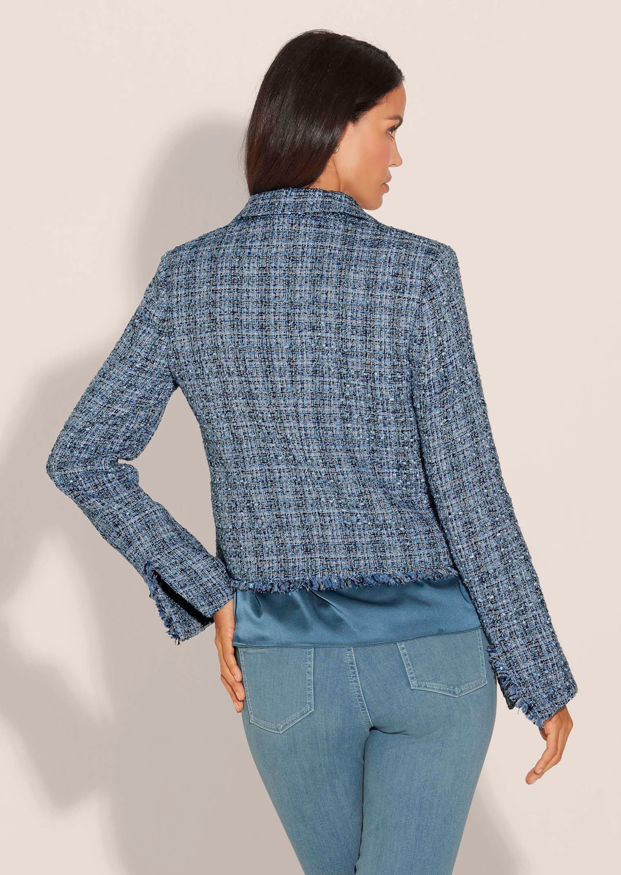 MADELEINE Jerseyblazer »Blazer Kurzer Tweedblazer mit Fransen«