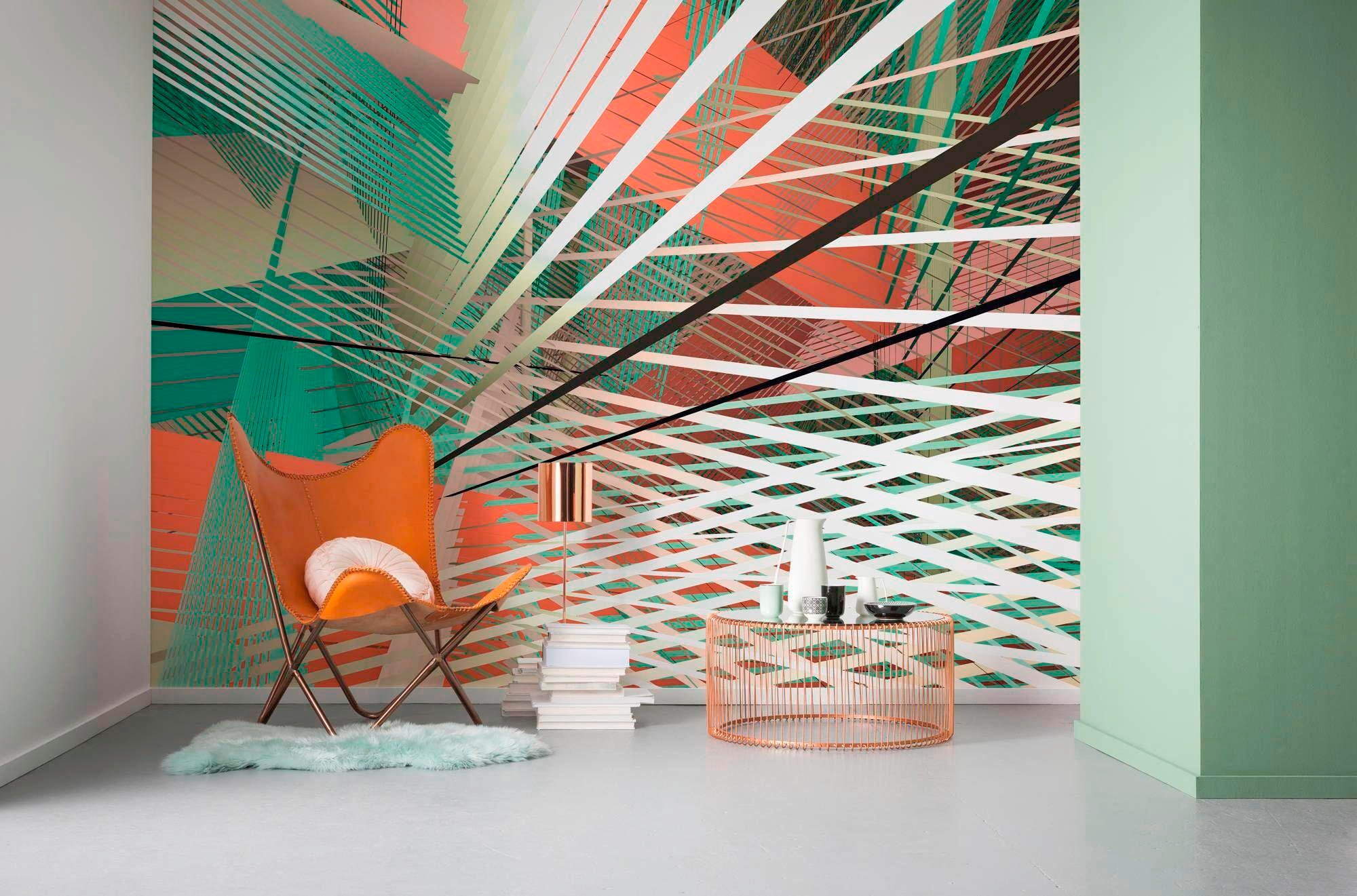 Komar Vliestapete »Digitaldruck Vlies - Space Grid Autumn - Größe 400 x 250 cm«, bedruckt, Wohnzimmer, Schlafzimmer