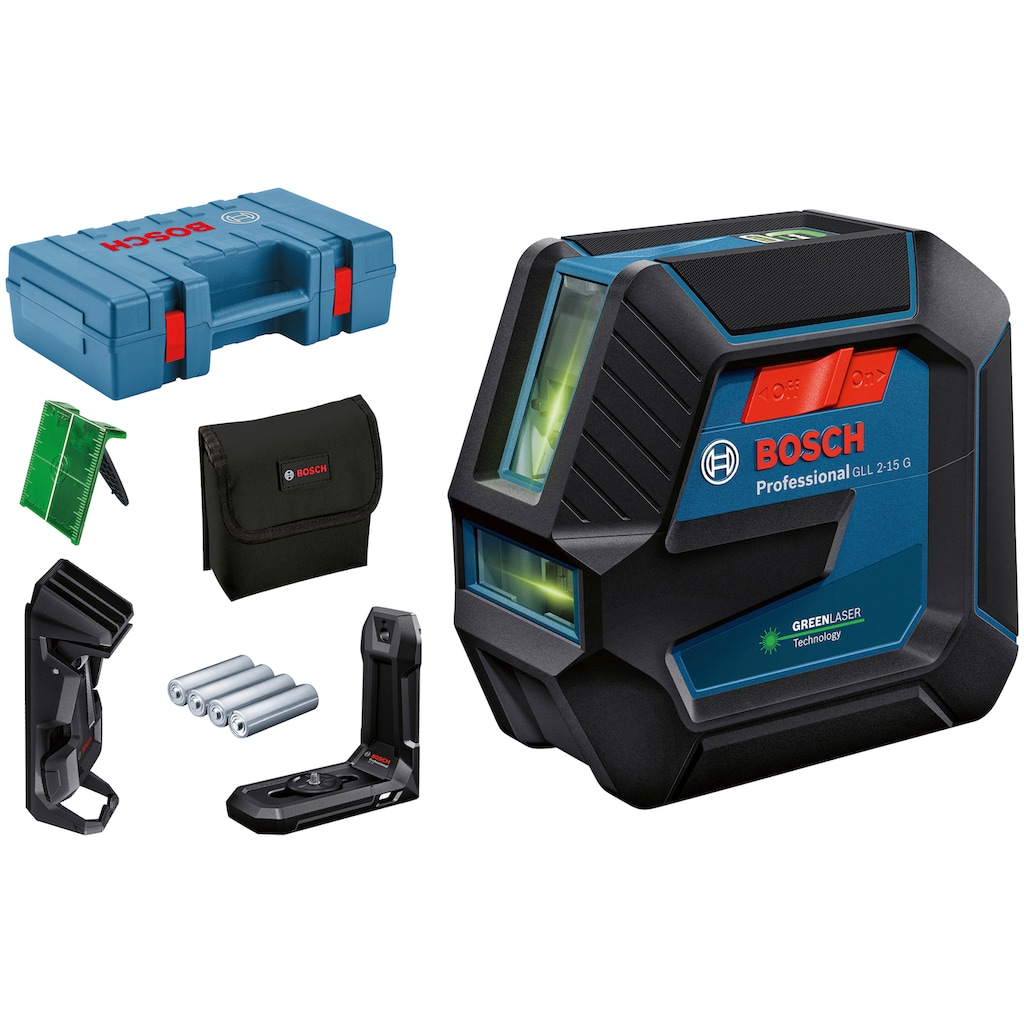 Bosch Professional Linienlaser »GLL 2-15 G Professional Handwerkerkoffer-Set«, (Set)