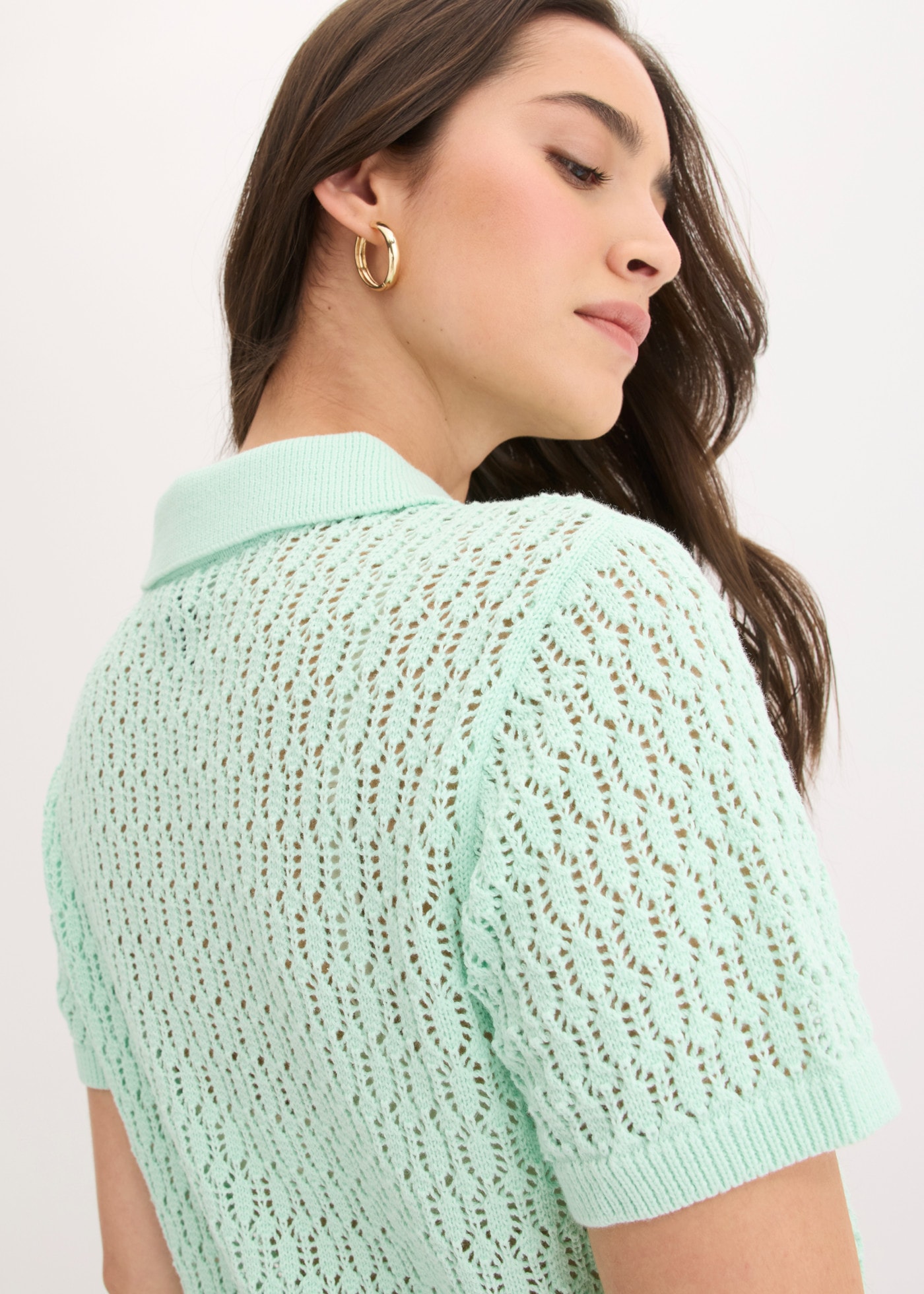 bonprix Strickpullover aus reiner Baumwolle, bequeme Passform, mit Ajour-Strickmuster