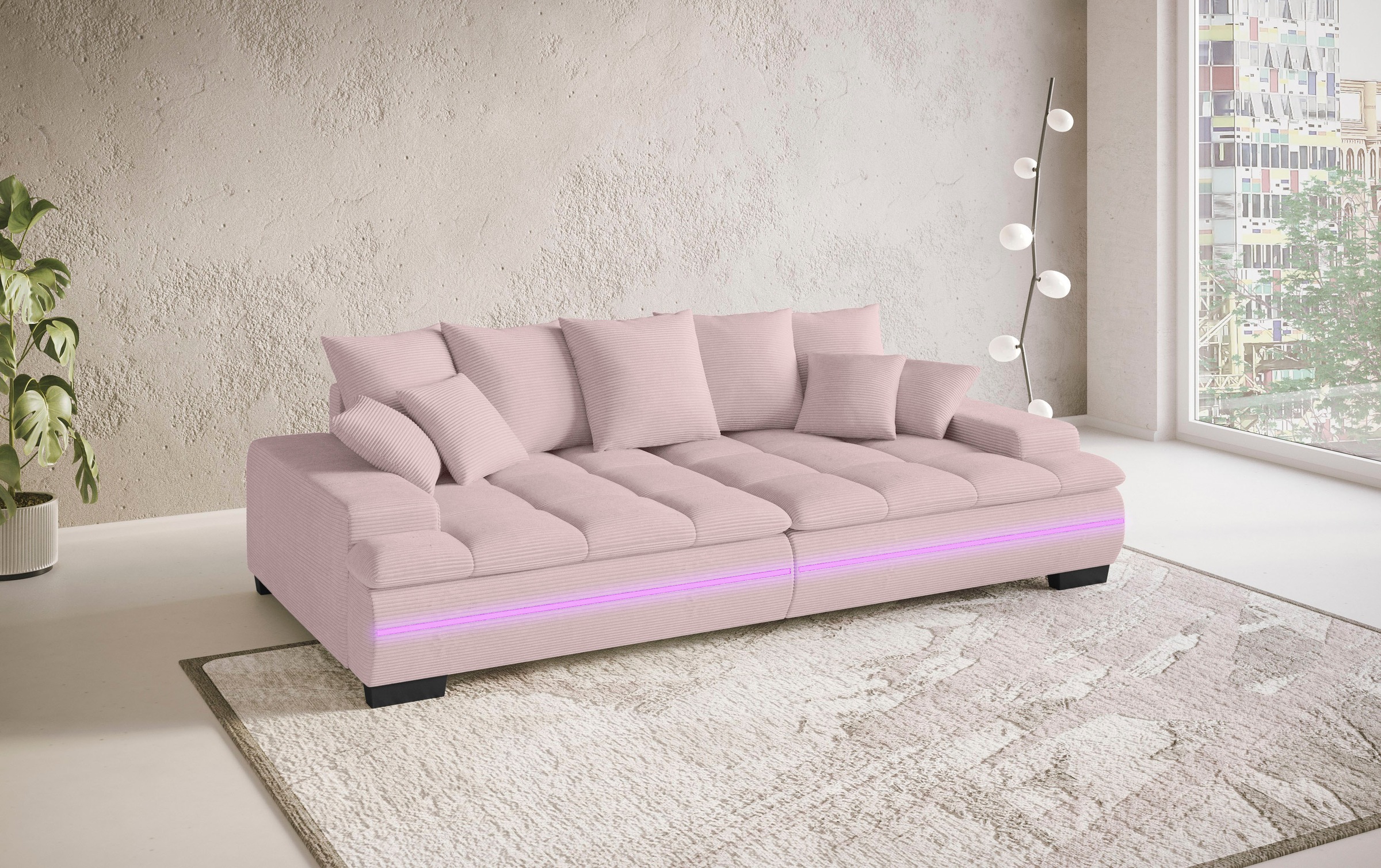 Mr. Couch Big-Sofa »Haiti II«, RGB-LED Beleuchtung, Kaltschaumpolsterung, bis 140 kg belastbar