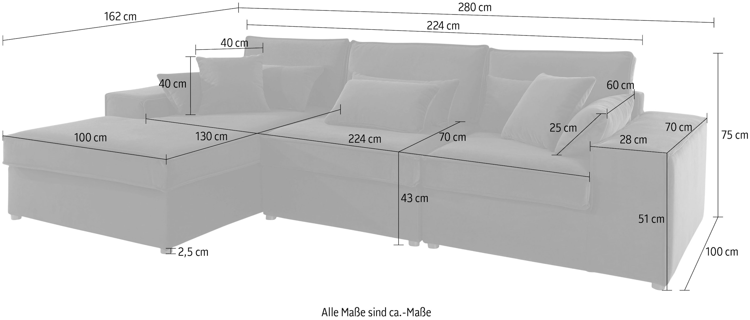 RAUM.ID Ecksofa »Florid L-Form«, 3 Teile, bestehend aus Modulen, viele Bezugsqualitäten, auch in Cord