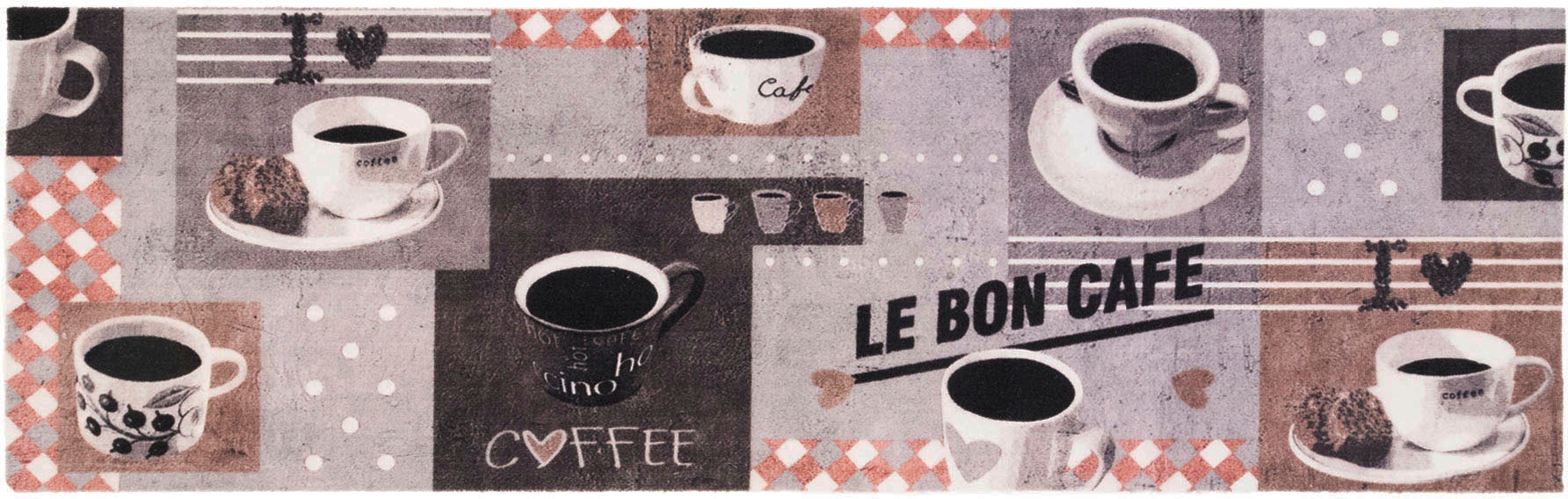 Primaflor-Ideen in Küchenläufer Motiv »BON kaufen Kaffee, rutschhemmend, online & Textil Küche waschbar, mit CAFE«, rechteckig, Schriftzug