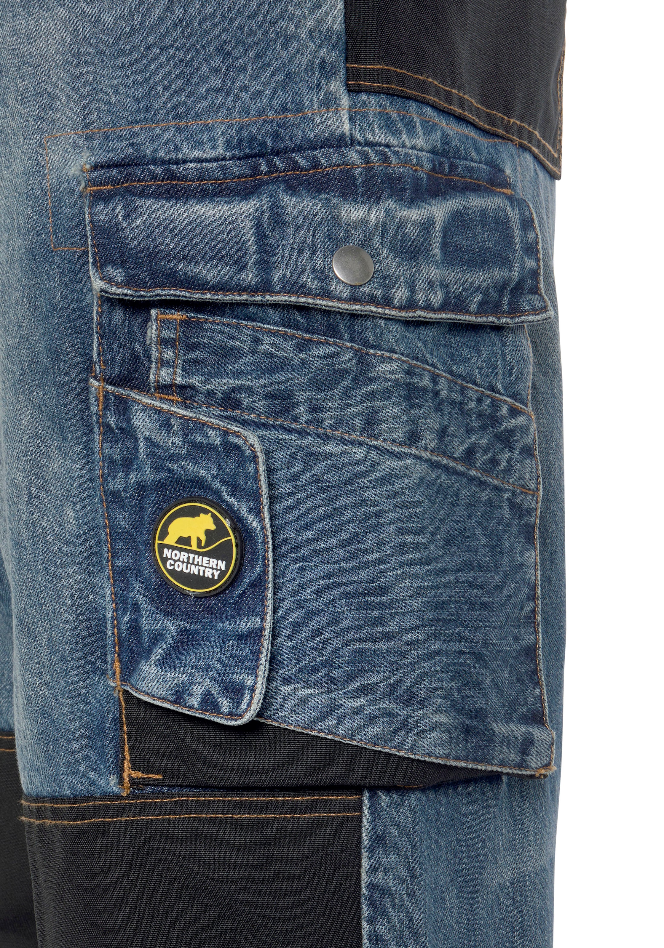 Northern Country Arbeitshose »Multipocket Jeans«, fit), Cordura Baumwolle, 100% praktischen Bund, 9 aus robuster Knieverstärkung bei Taschen, (aus mit comfort dehnbarem ♕ Jeansstoff