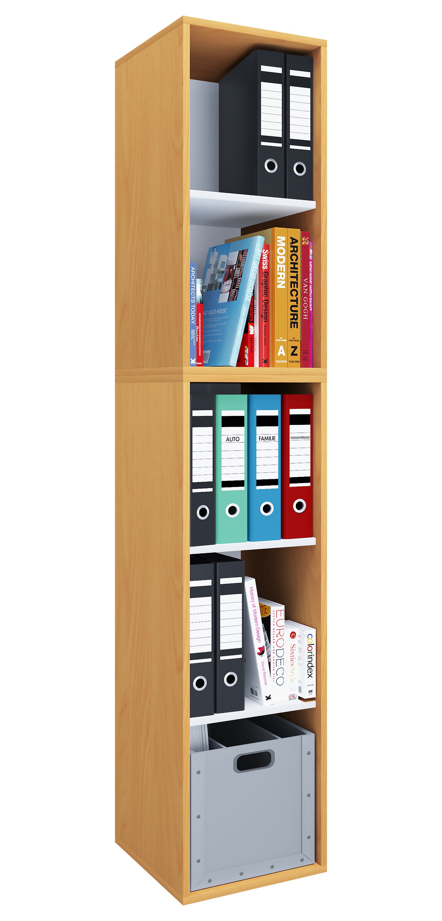 VCM Bücherregal "Holz Büro Regal Bücher Ordner Aktenregal Lona l 5f" 1 Stk. tlg.