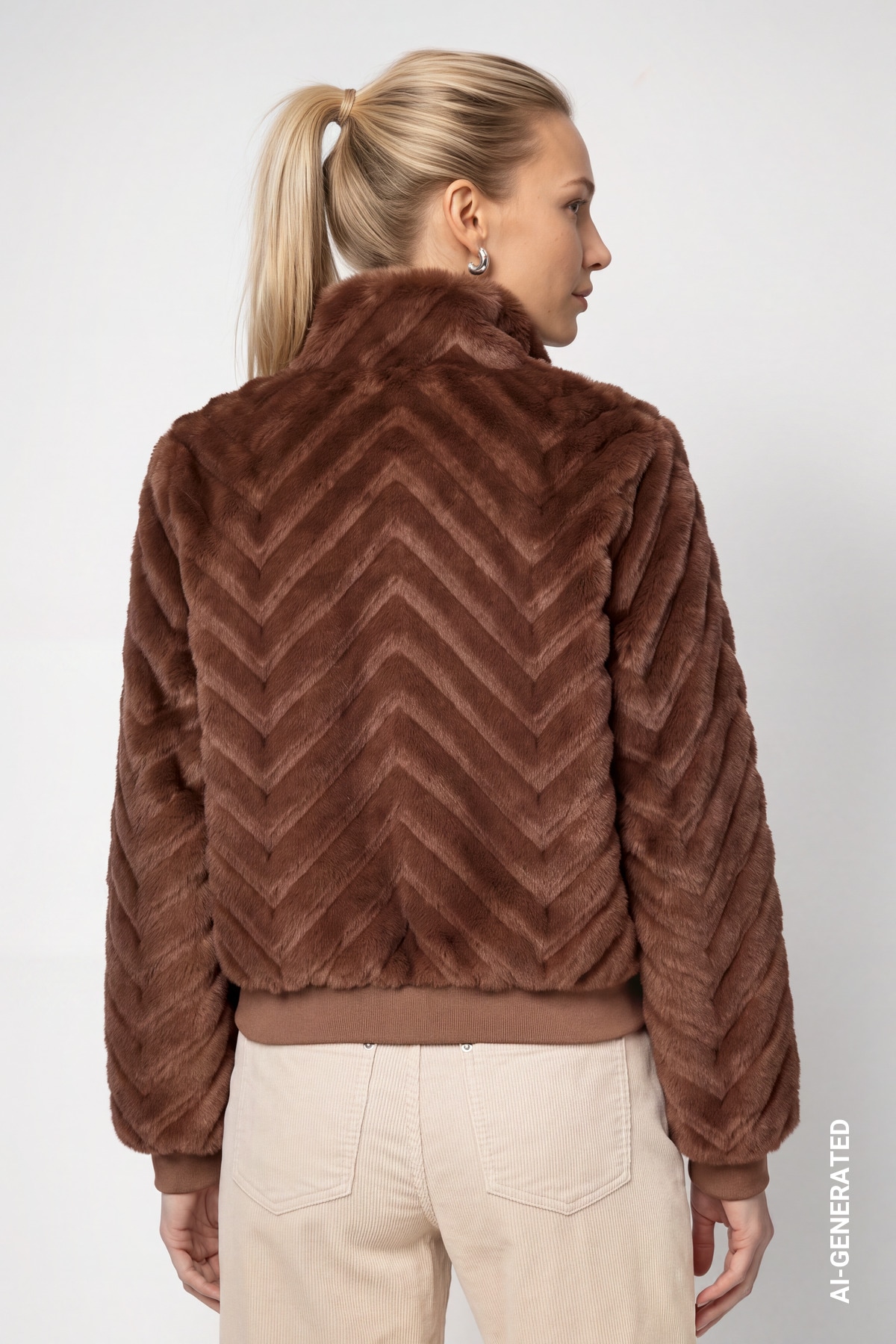 Monari Fellimitatjacke ohne Kapuze Regular fit mit Stehkragen