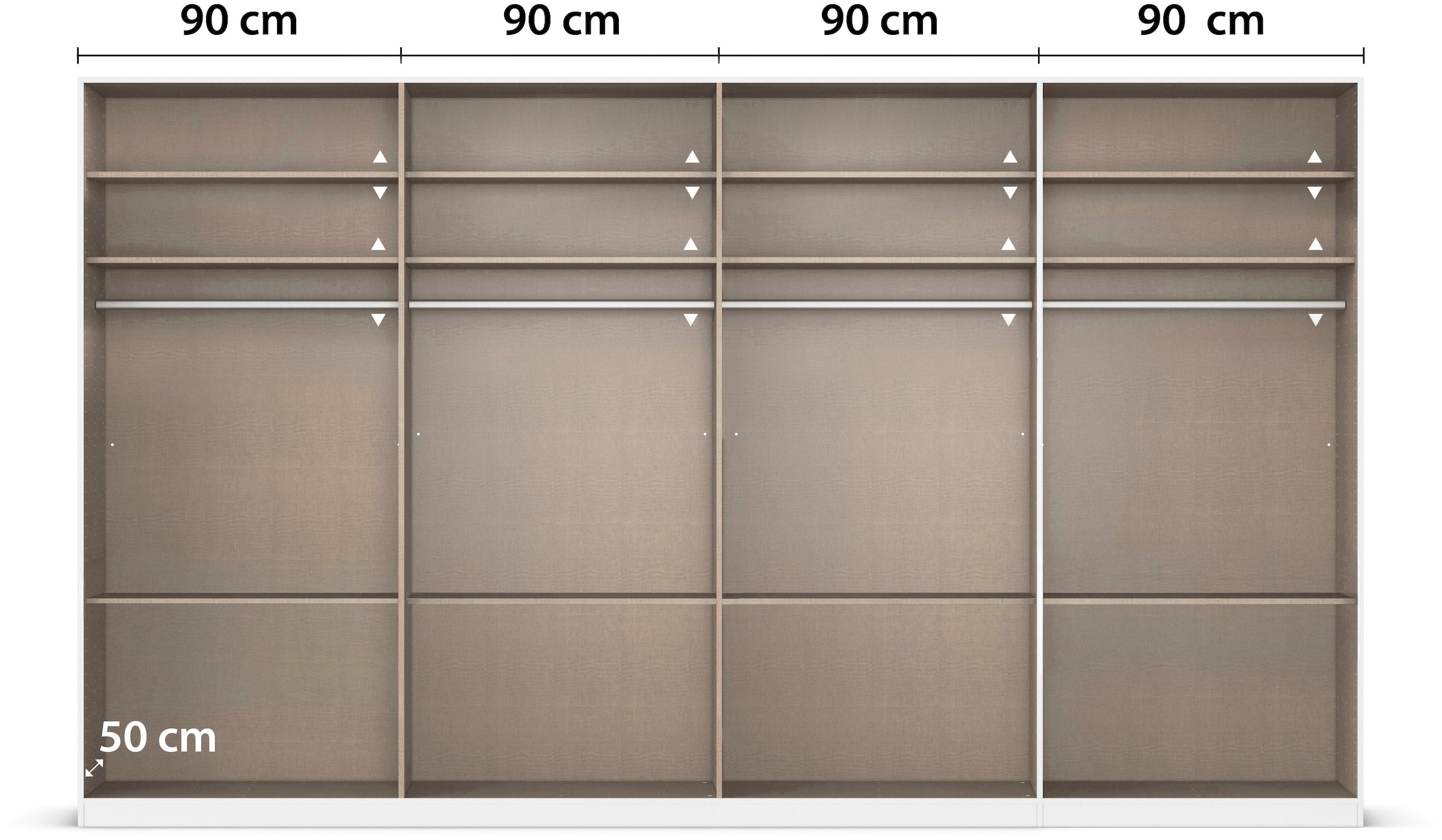 OTTO home Drehtürenschrank »Kleiderschrank Schrank Garderobe AGORDO mit Dekor- oder Hochglanzfront« in zwei Griff-Farben, Breite 360 cm,  mit Außenschubkästen, Serie in 7 Breiten und 2 Höhen MADE IN GERMANY