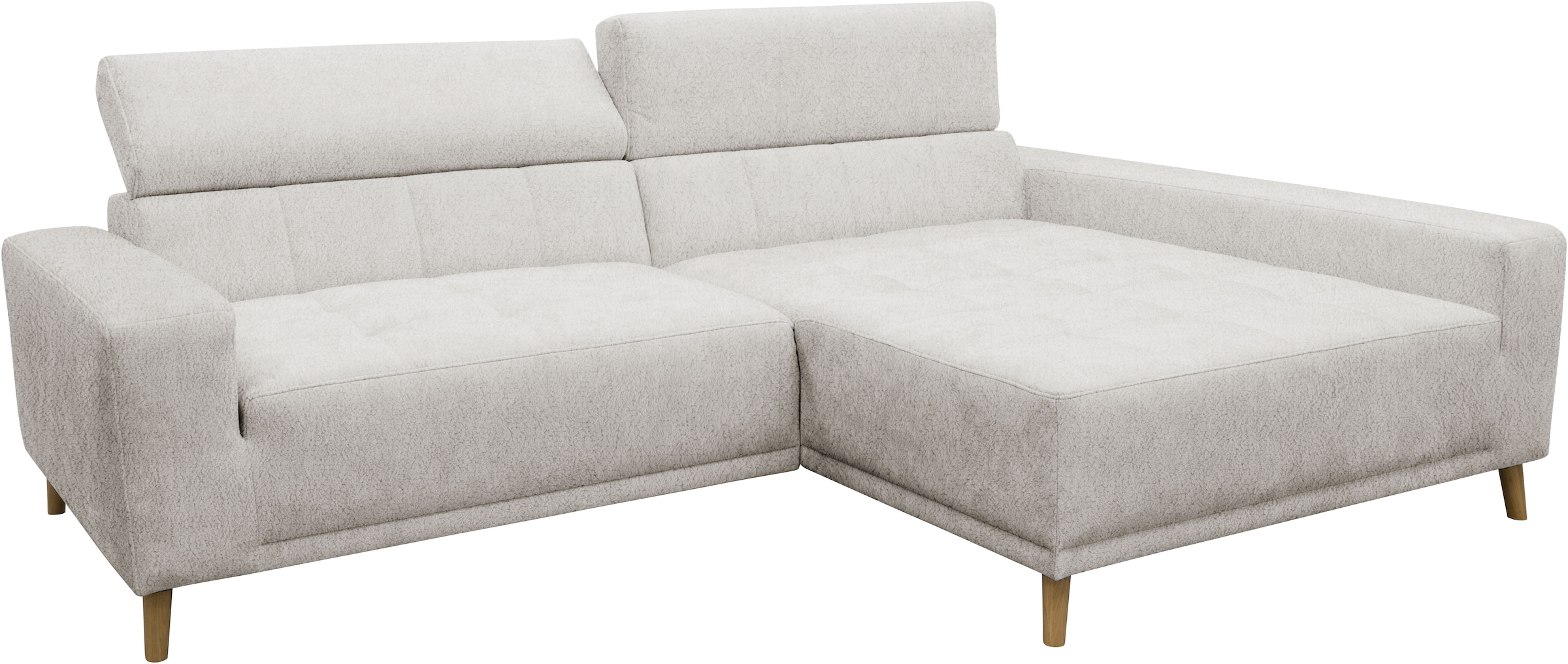 OTTO home Ecksofa »Greve 248 x 172 cm mit Steppungen, für gängige Saugroboter geeignet« Kopfteile verstellbar, aus pflegeleichtem, weichem Luxus-Microfaser