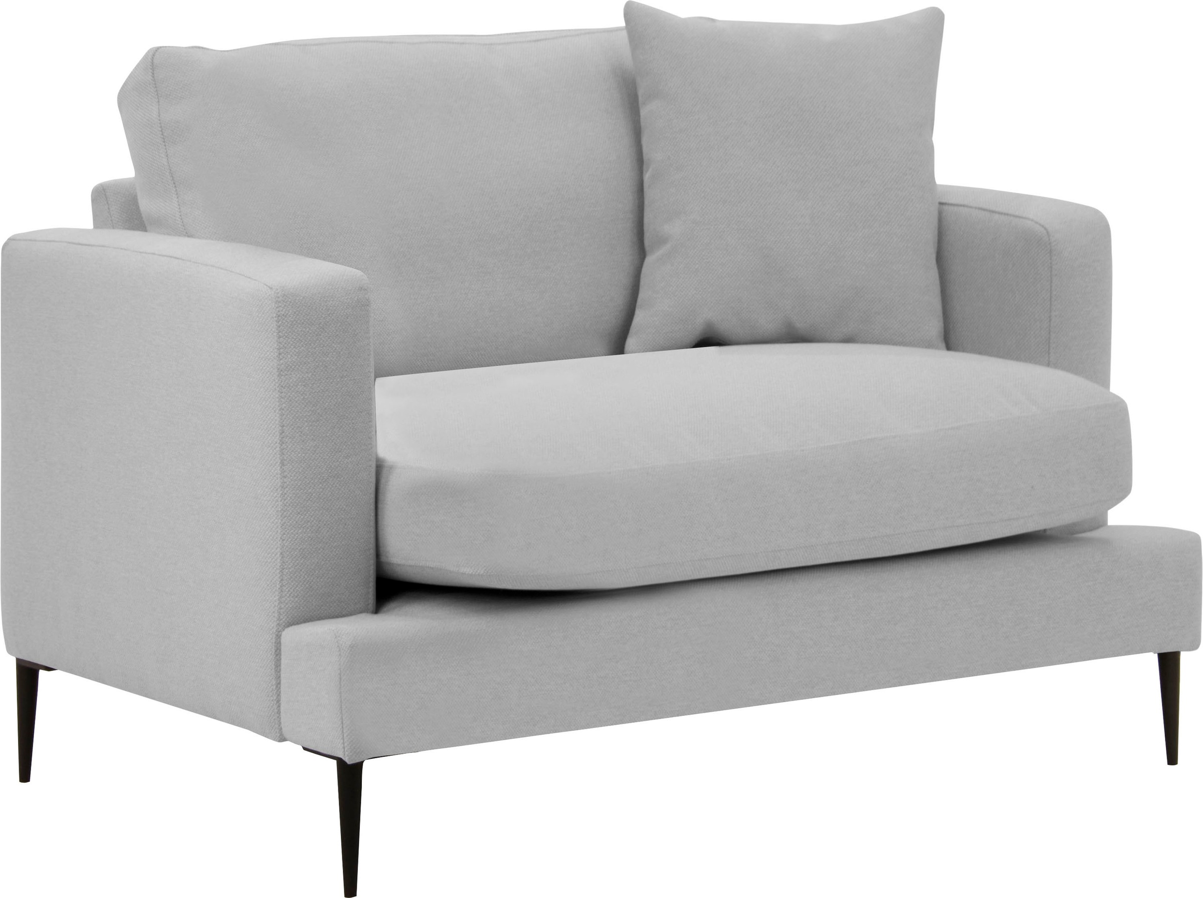 Leonique Sessel »Cozy Loungesessel, Designersessel, Maße B/T/H: 91/97/80 cm«, mit Metallbeinen und Zierkissen