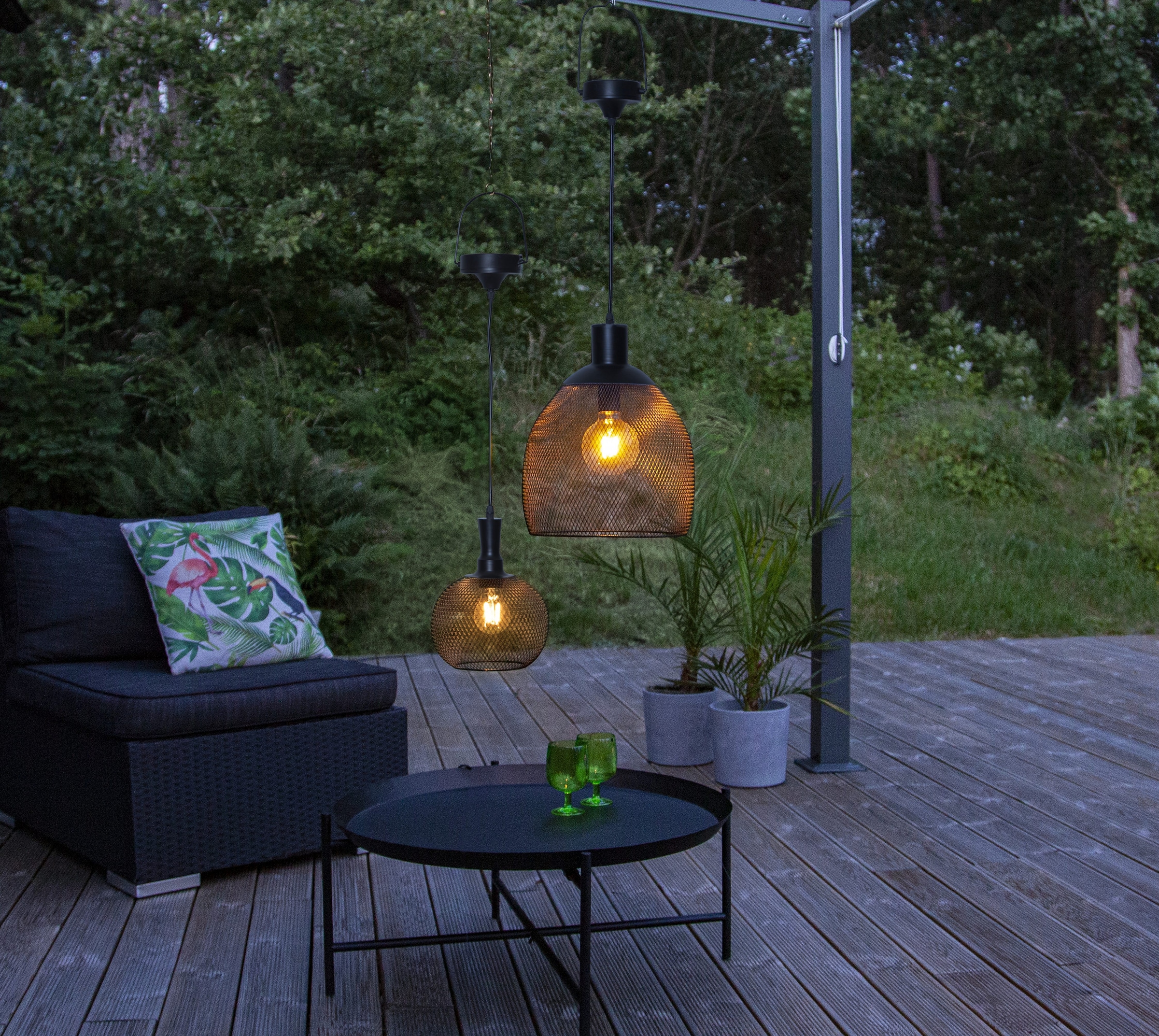 Parforce Traditional Hunting LED Solarleuchte »Solarlampe Sunlight« LED-Board 1 Stk. Warmweiß Solar-Hängelampe aus Metall, 5Lm, Dämmerungssensor