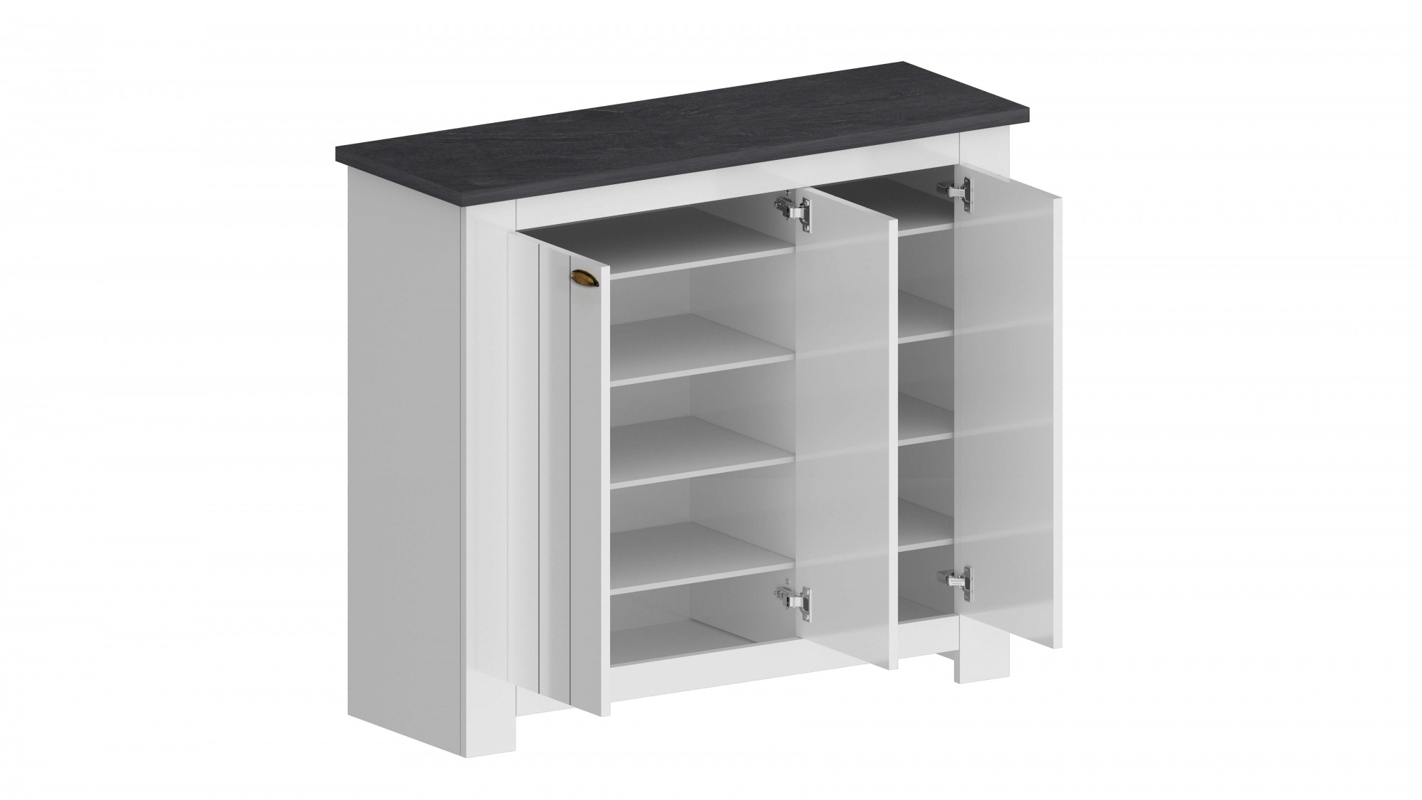 INOSIGN Schuhschrank »FIGO, Made in Italy – Schuhkommode,Schuhregal für ca. 30 Paar Schuhe«, (1 St.), 3-Türig, Siebdruck-dekorative Fräsungen, 10 Fächer, Höhe: 100 cm