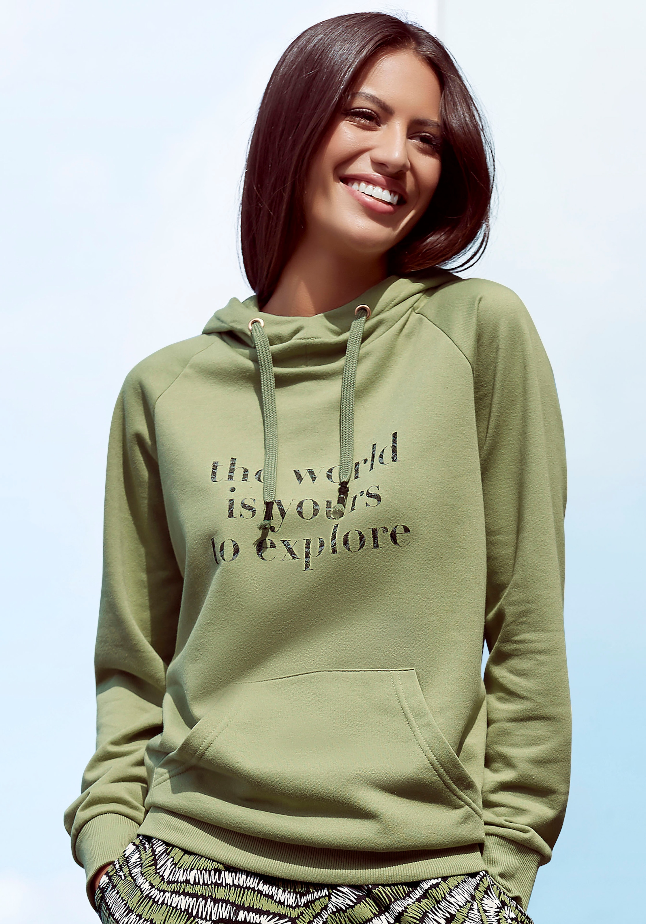 Hoodie, mit Statement Druck, Loungeanzug