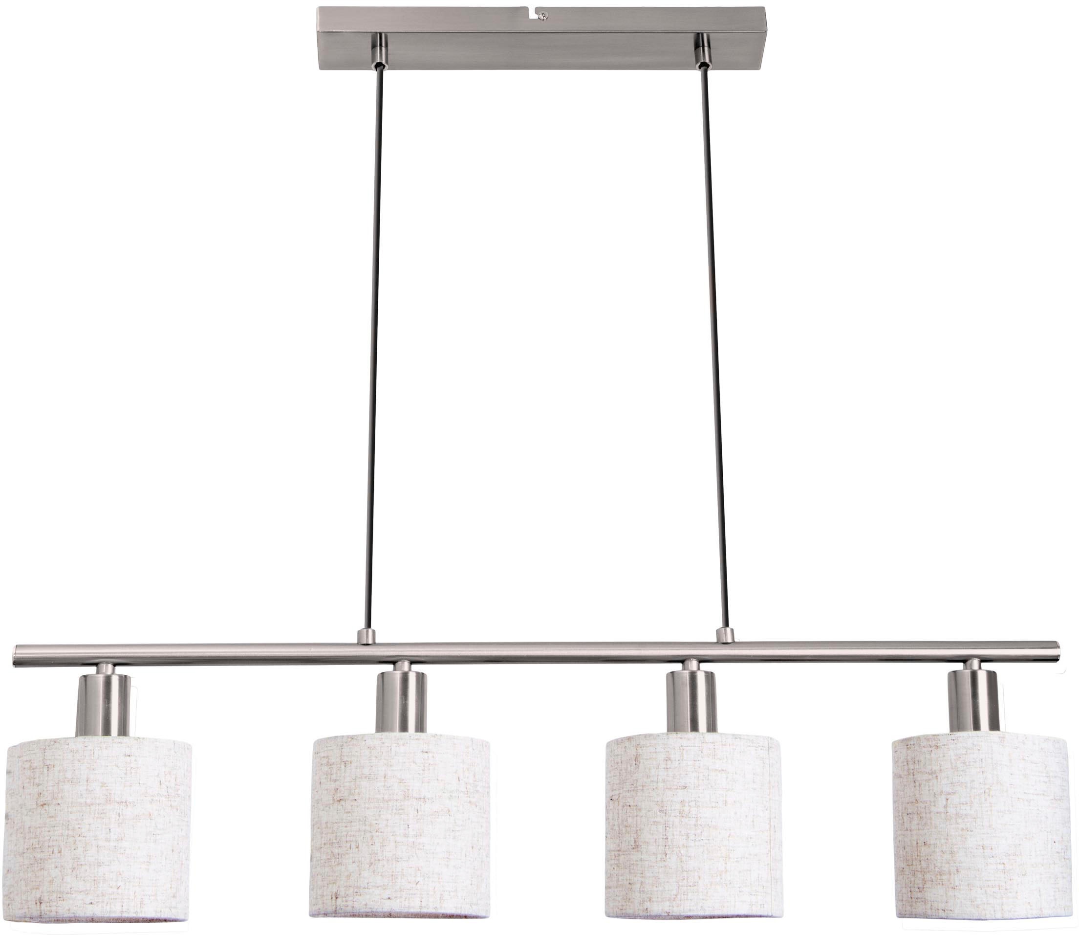 näve Pendelleuchte »Maron«, 4 flammig, Leuchtmittel E14 | ohne Leuchtmittel, Hänge-, Stoffpendelleuchte, L: 71,5cm, 4xE14 max. 40W, Metall/Textil