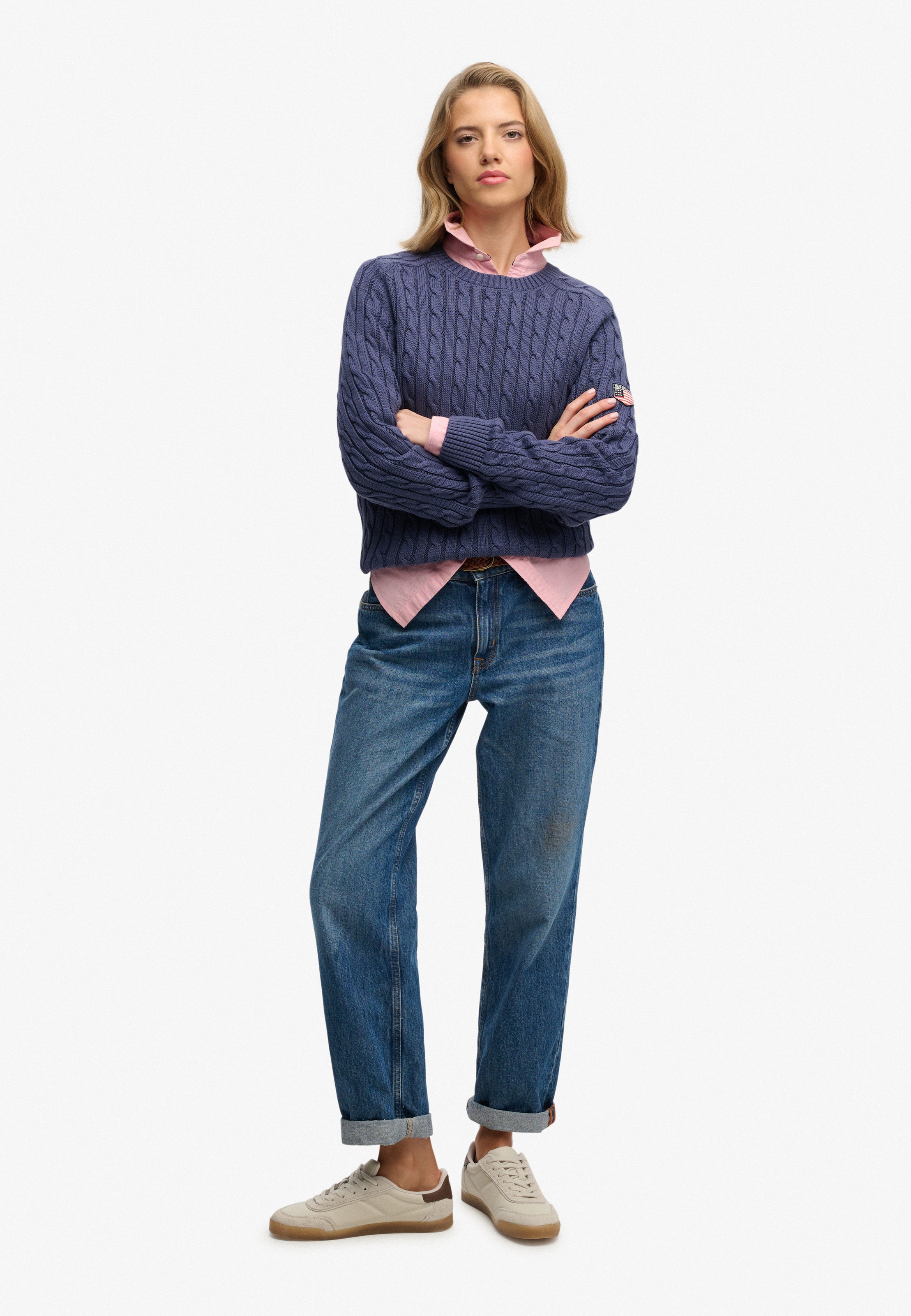 Superdry Strickpullover »SLOUCHY CABLE KNIT« Baumwolle, loose fit