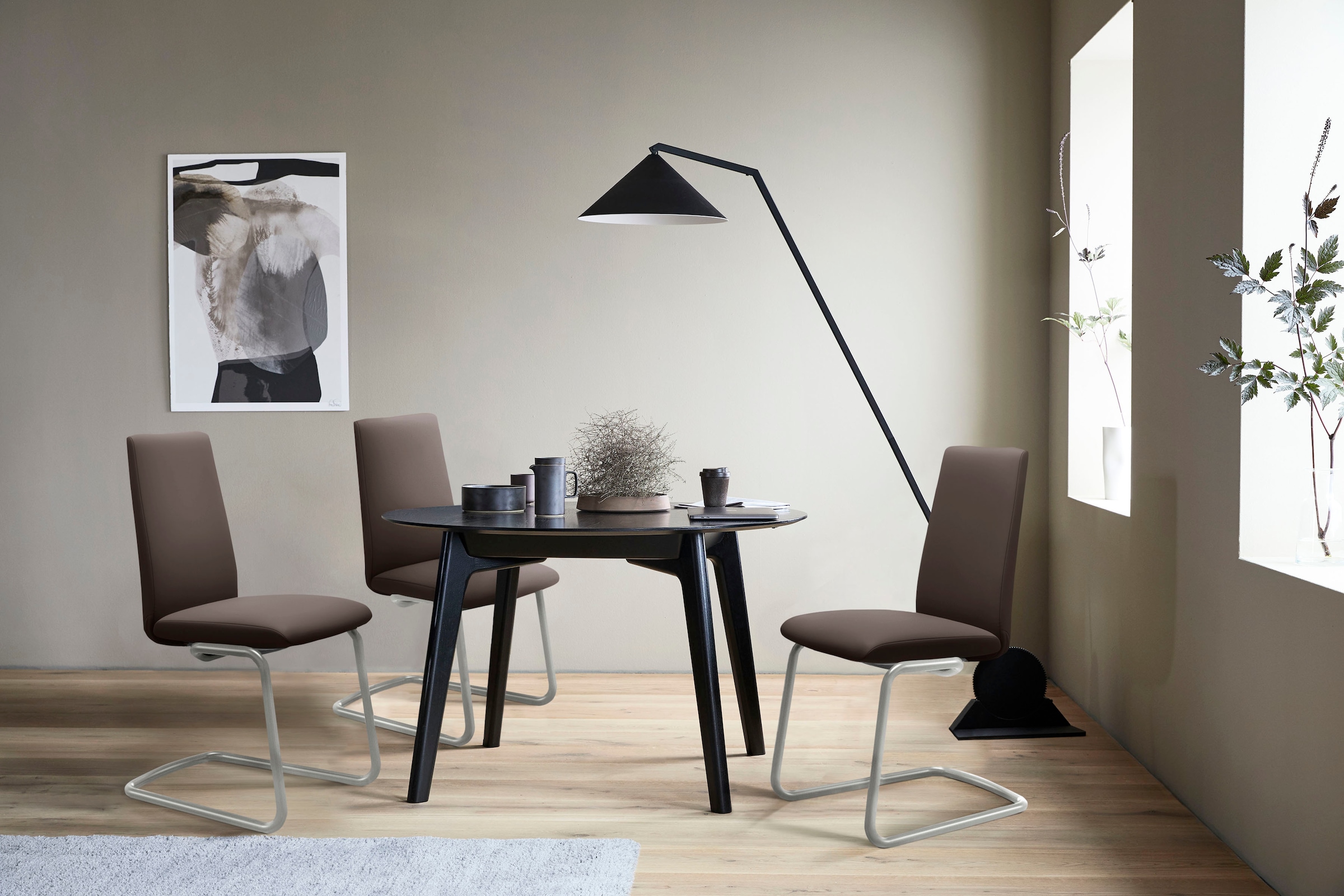 Stressless® Polsterstuhl »Laurel«, Leder BATICK, Low Back, Größe L, mit Beinen aus Stahl in Schwarz matt