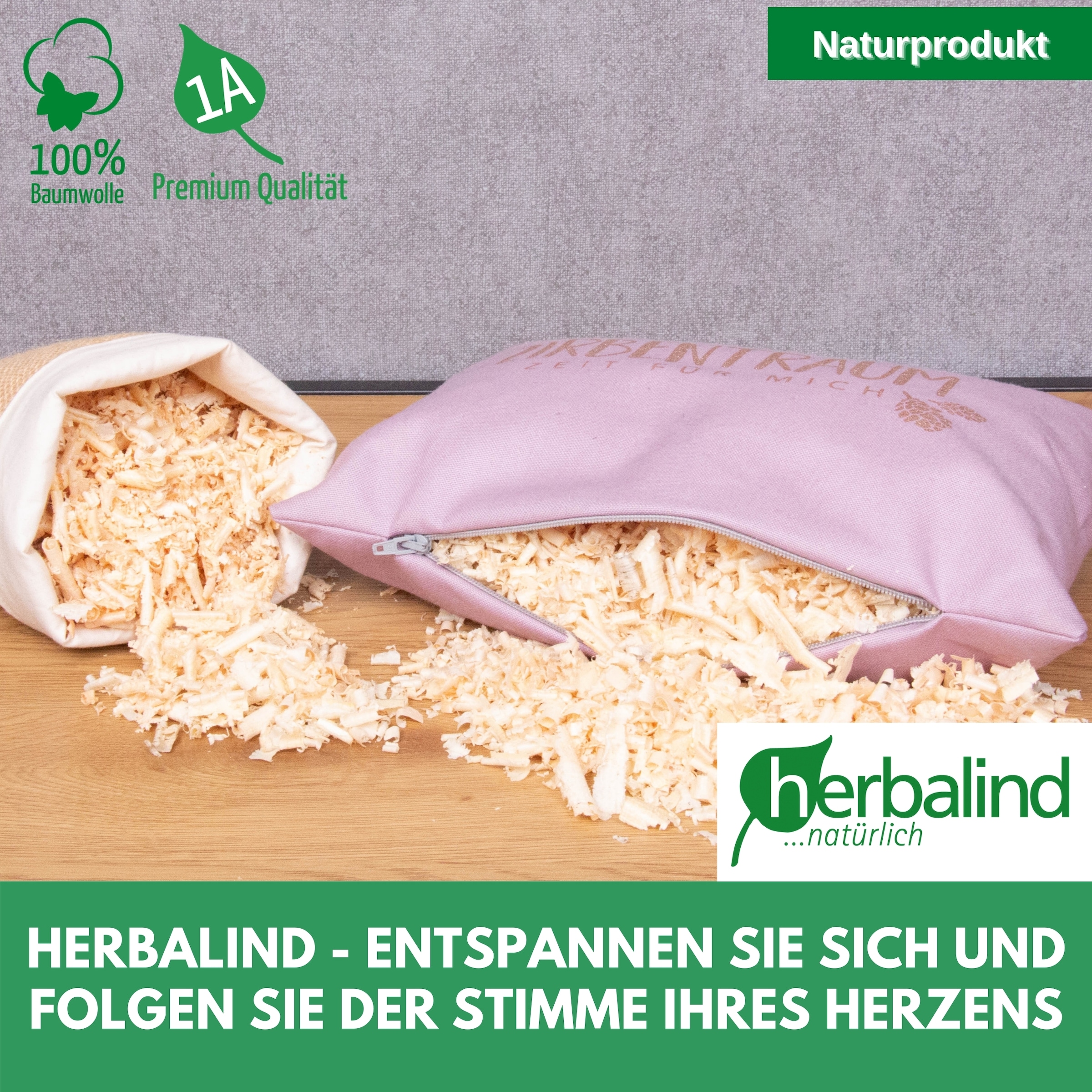 herbalind Zirbenkissen »Zirbentraum in Anthrazit/Roségold 30x20 mit Reißverschluss - Gefüllt«, (1 tlg.), mit hochwertigen Zirbenholzflocken 100% Baumwolle - Made in Germany
