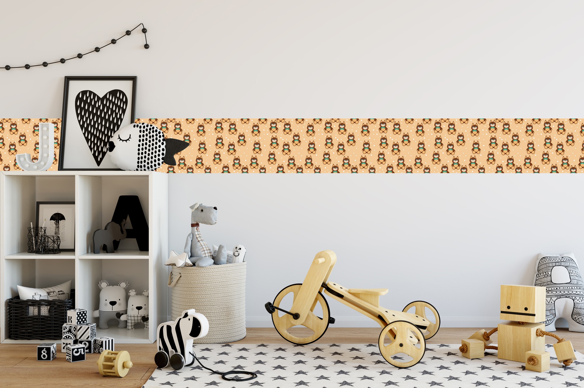 queence Bordüre »Die Bärenbande«, gemustert, 3er Set, selbstklebend, kinderleichte Anbringung, Sticker