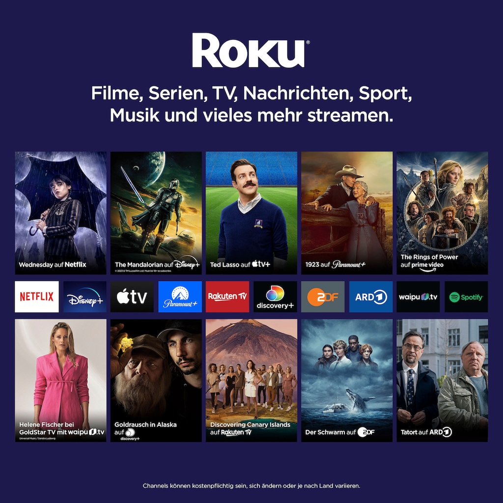 Sharp LED-Fernseher »4T-C55FJx«, 139 cm/55 Zoll, 4K Ultra HD, Smart-TV, Roku TV nur in Deutschland verfügbar, Rahmenlos, HDR10, Dolby Digital