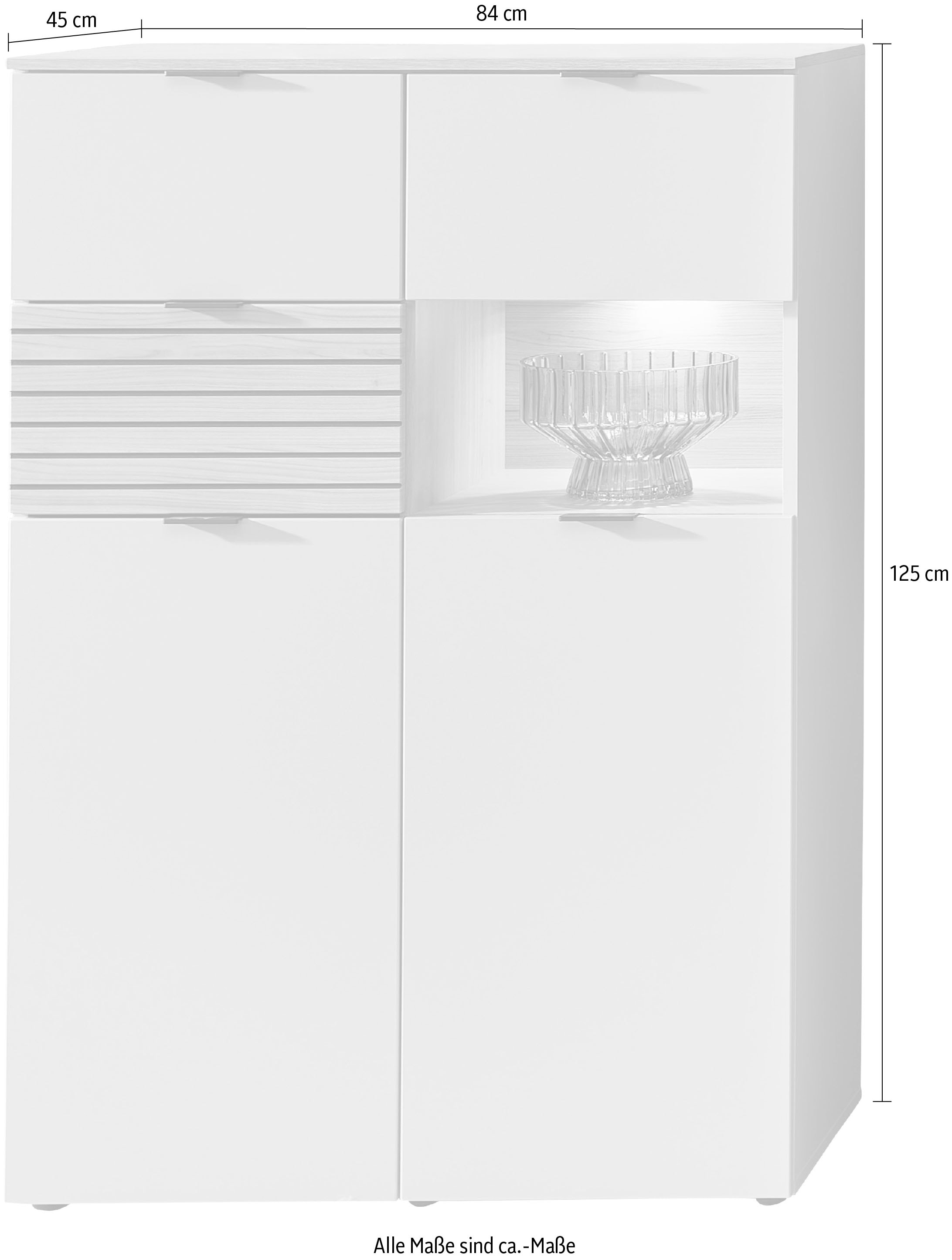 Innostyle Highboard »INA Highboard, 125 x 125 x 45 cm (B/H/T)« 1 Stk. tlg.