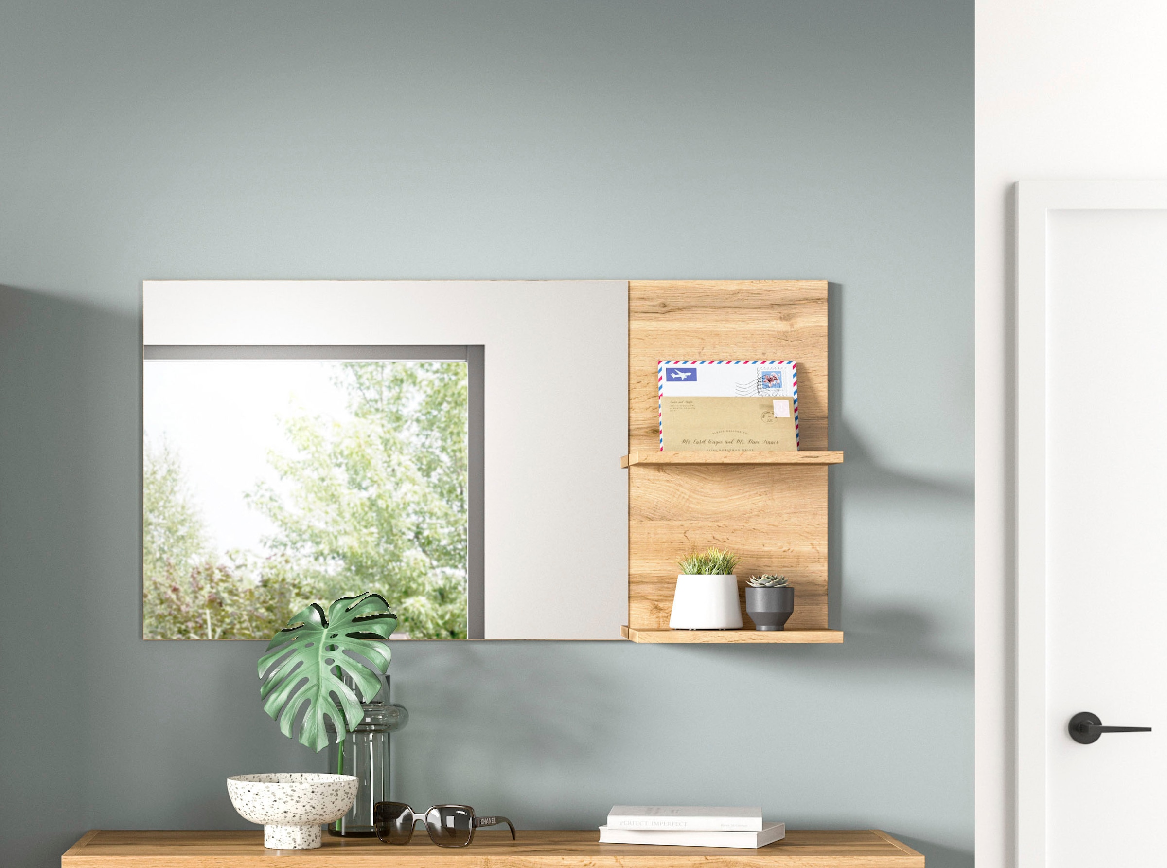 OTTO home Garderobenspiegel »MAMBO, TOPSELLER!, 2 Ablageböden, asymetrisch« Spiegel, Flur, Diele, Spiegel mit Ablage