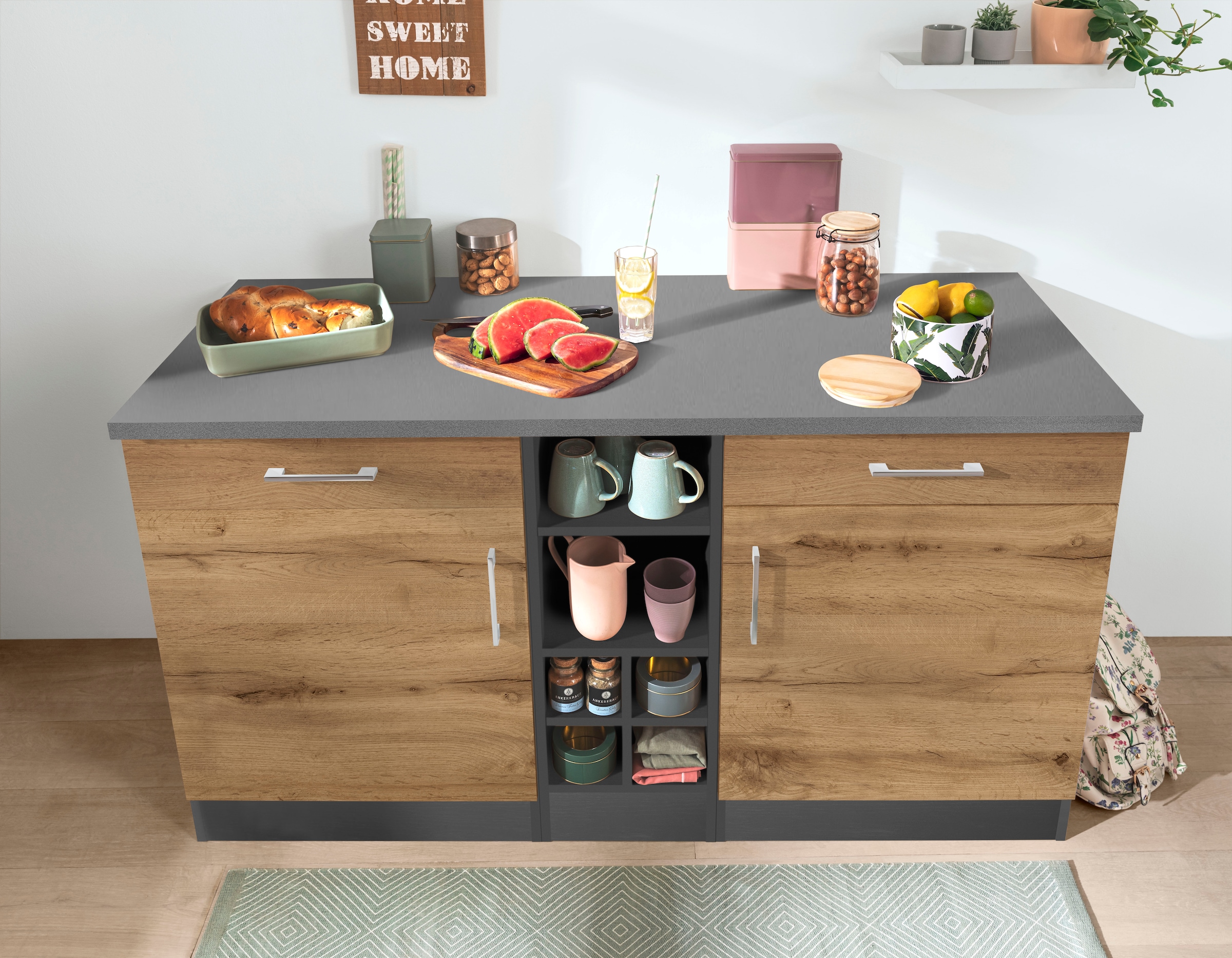 KOCHSTATION Unterschrank »KS-Colmar« 150 cm breit, 2 Schubkästen, 2 Türen, 6 Fächer, für viel Stauraum