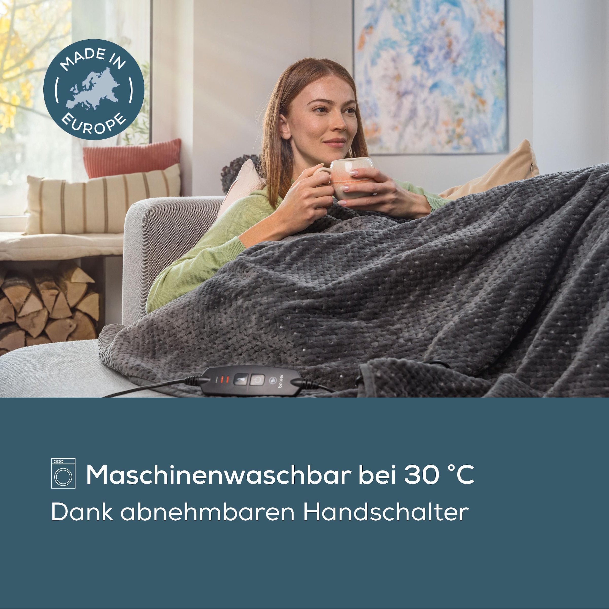 BEURER Heizdecke »HD 65 Dark Grey, aus weichem Stoff«