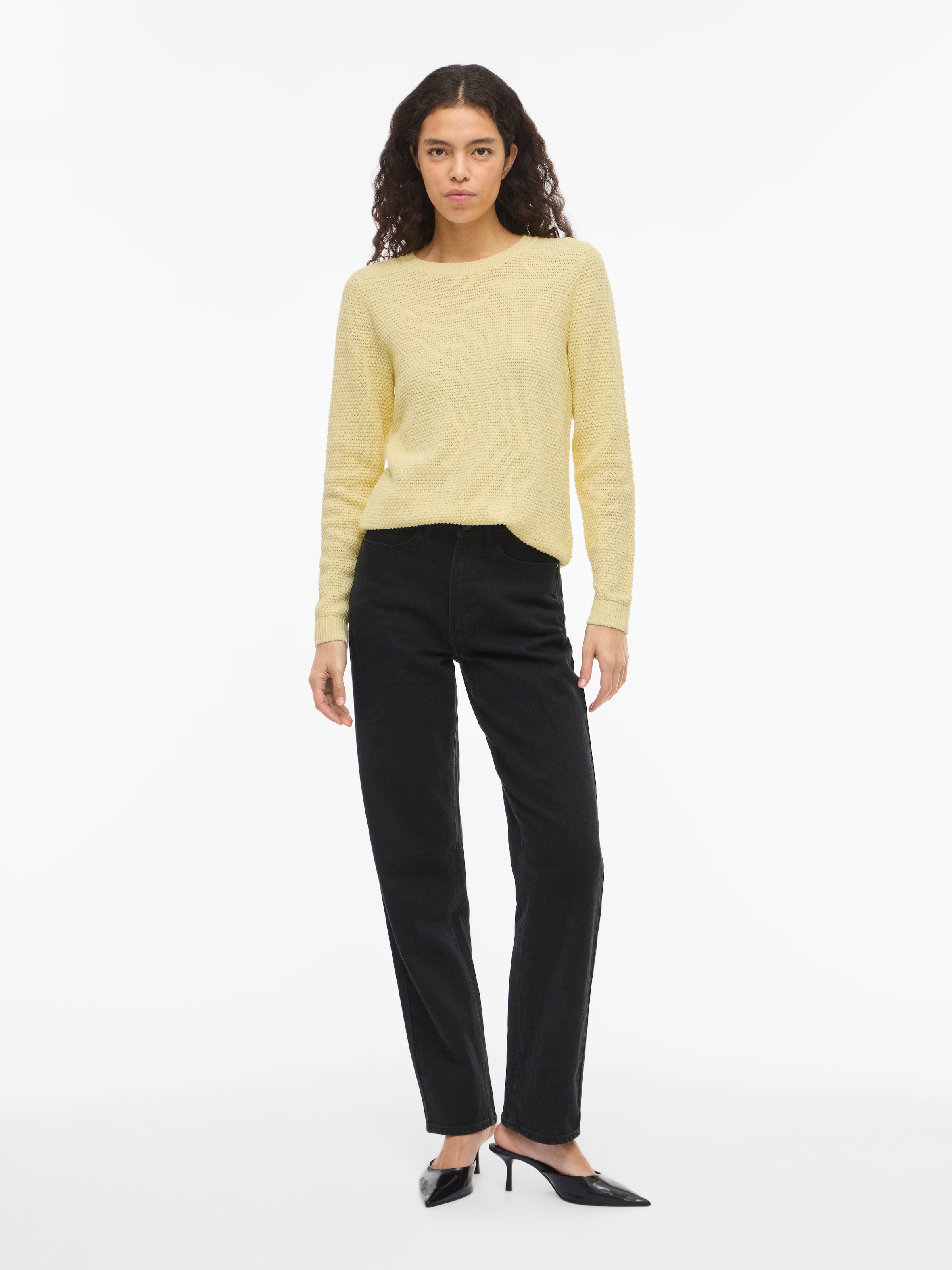 Vila Rundhalspullover »VIDALO O-NECK L/S KNIT TOP- NOOS« Baumwolle, regular fit