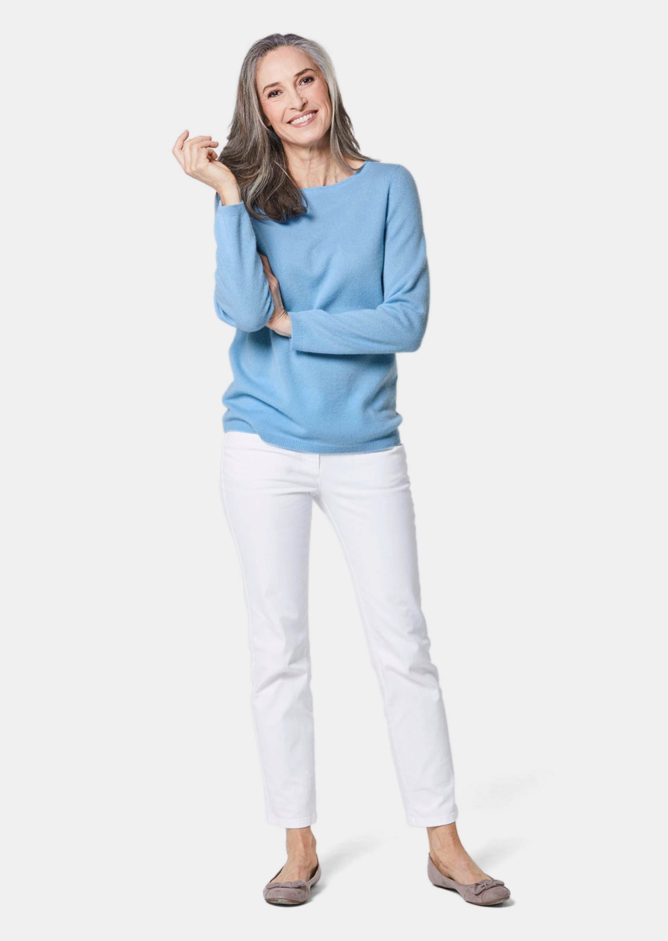 GOLDNER Strickpullover »Kurzgröße Feinstrickshirt mit U-Boot-Ausschnitt« keine/nicht relevant