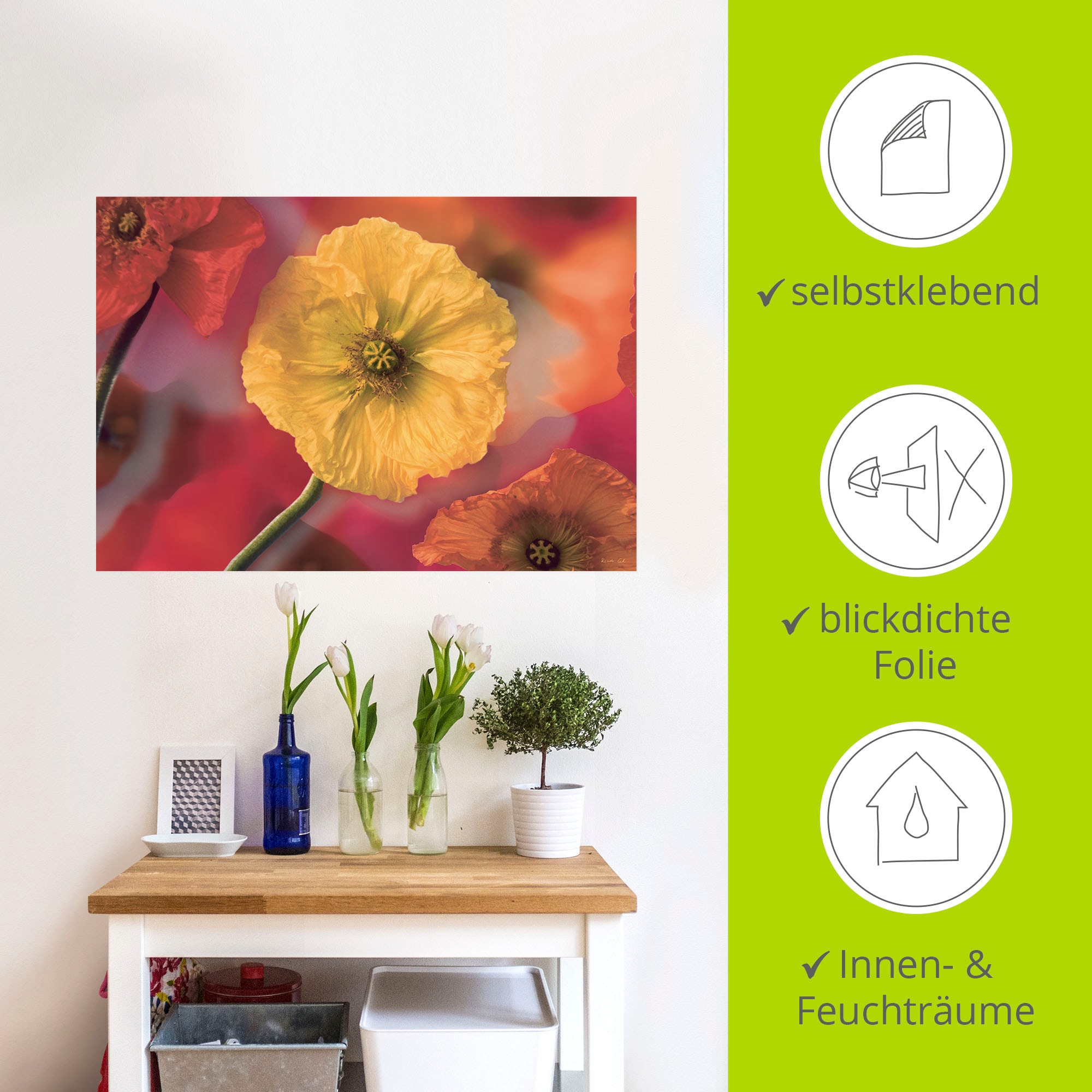 Artland Wandbild »Fotokollage Mohnblumen«, Blumenbilder, (1 St.), als Leinwandbild, Wandaufkleber in verschied. Größen