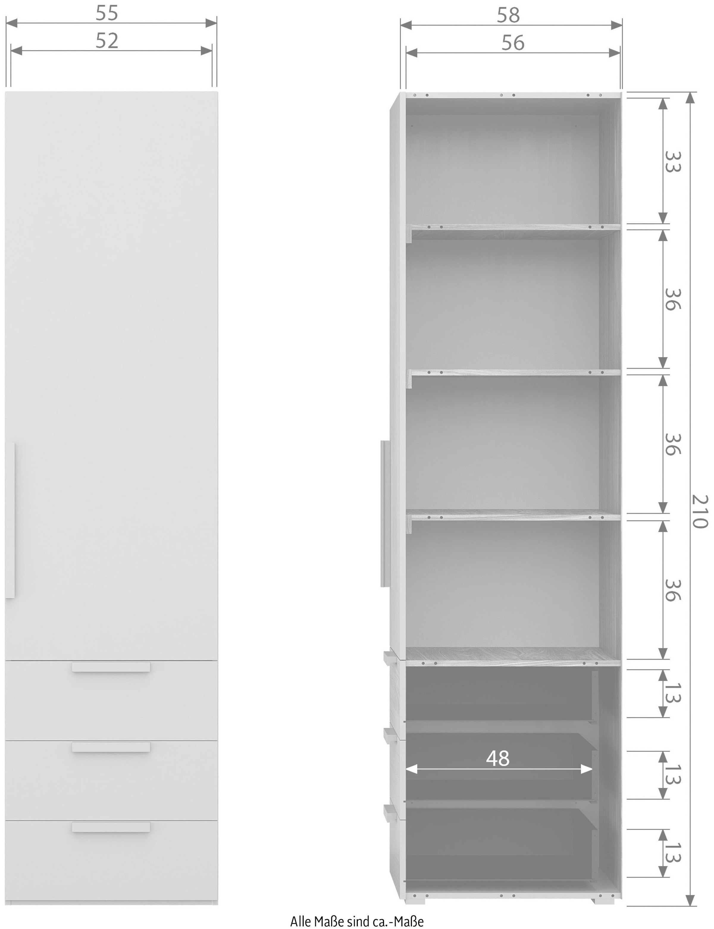 WOOOD Garderobenschrank »Rens«, aus Nussbaum-Dekor, viel Stauraum, Höhe 210 cm