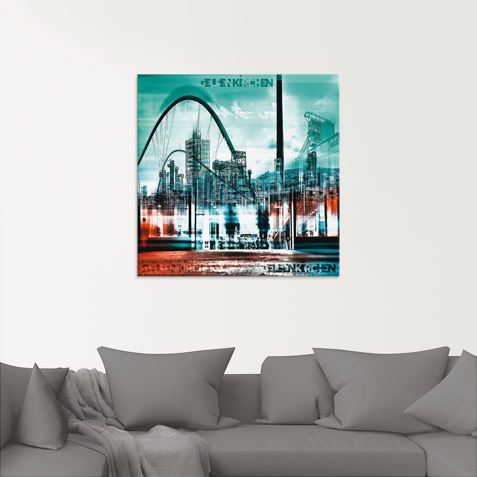 Artland Glasbild »Gelsenkirchen Skyline Collage 02«, Deutschland, (1 St.), in verschiedenen Größen