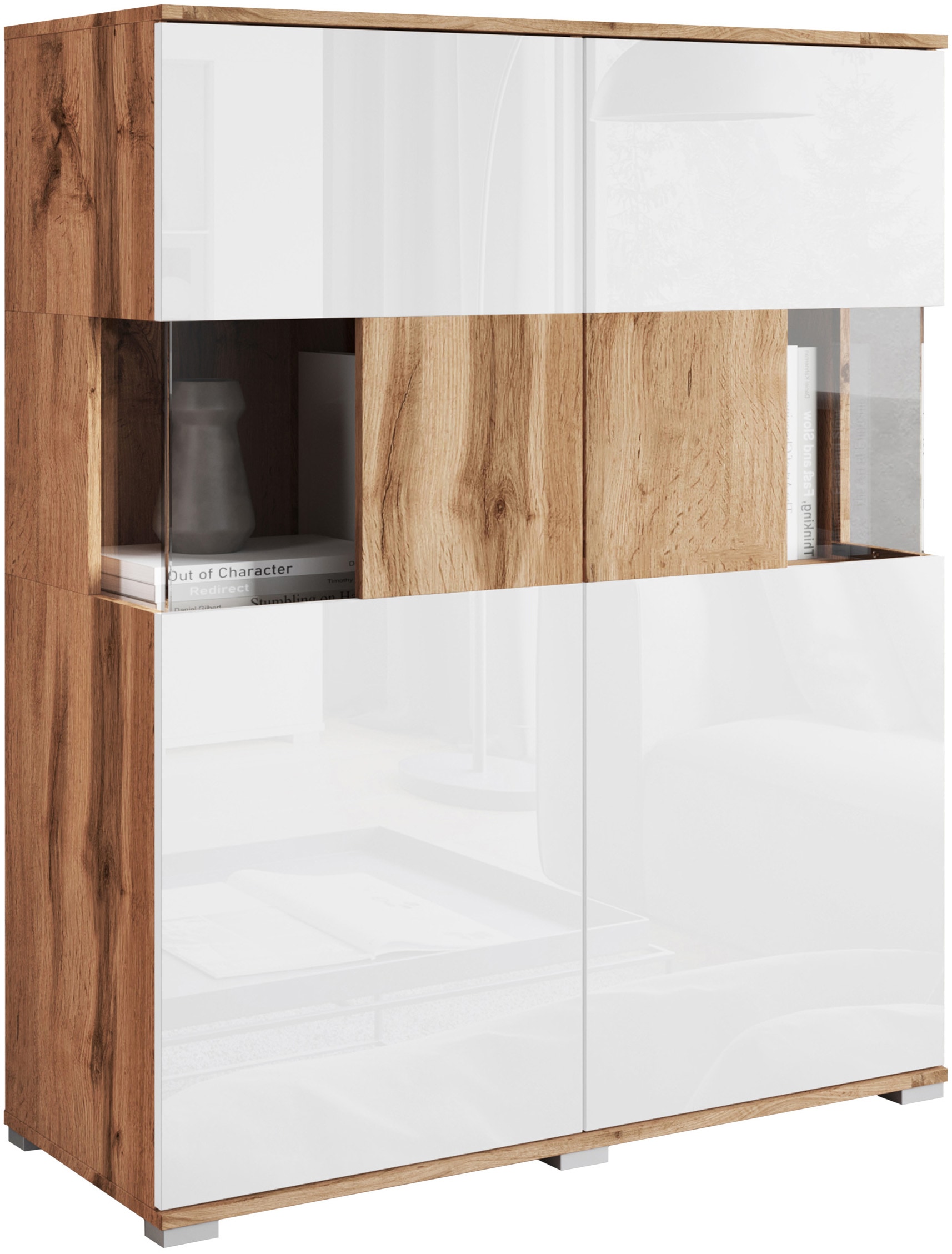 INOSIGN Highboard »Kenia«, Modernes Highboard mit Glastüren, Breite 100 cm