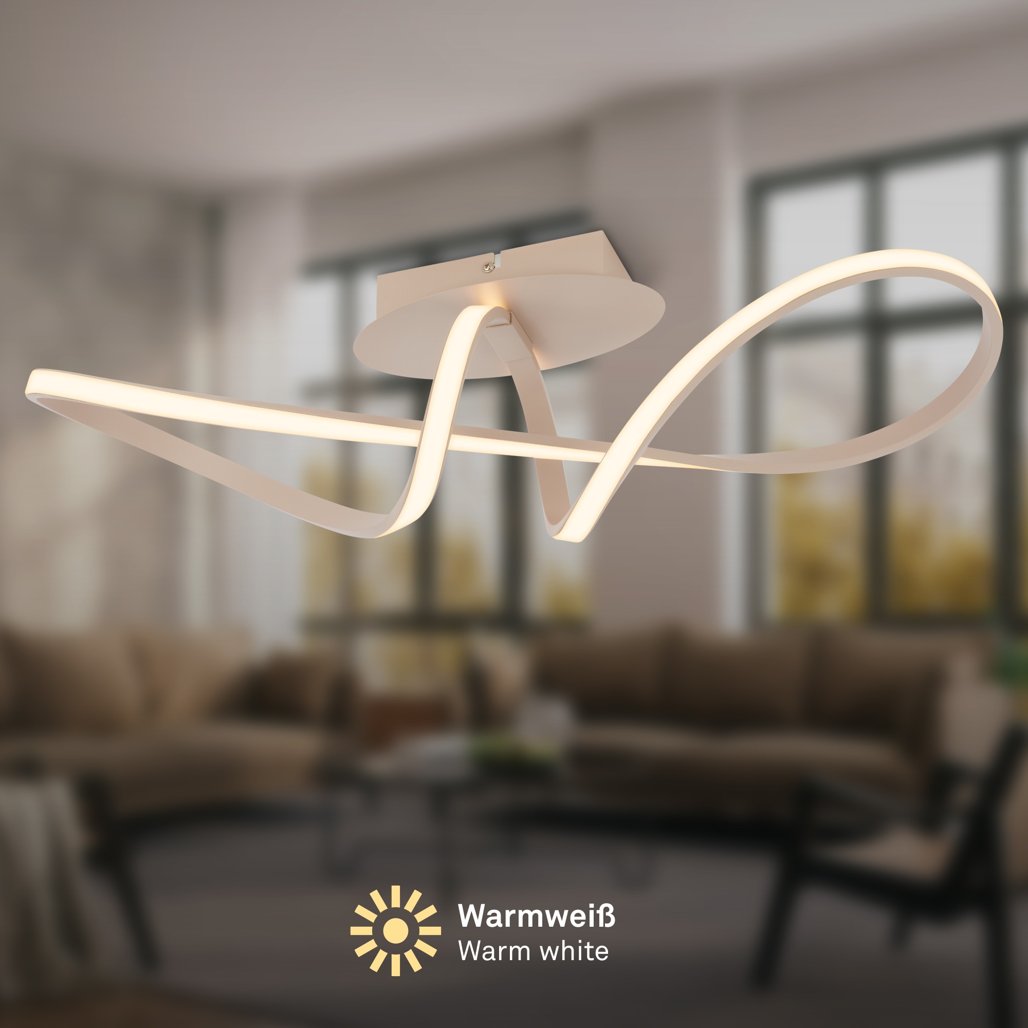 Briloner Leuchten LED Deckenleuchte »SWIRL« LED-Modul 1 Stk. Warmweiß 63x19x16,5 cm, Wohnzimmer, Schlafzimmer