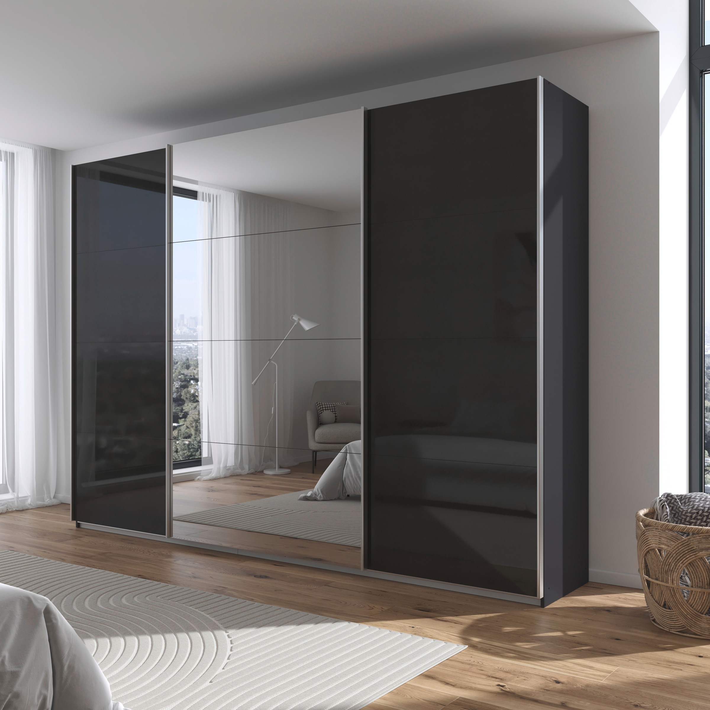 rauch Schwebetürenschrank »Kleiderschrank Schrank Garderobe AGORDO«, Top Innenausstattung, in 4 Breiten und 2 Höhen MADE IN GERMANY