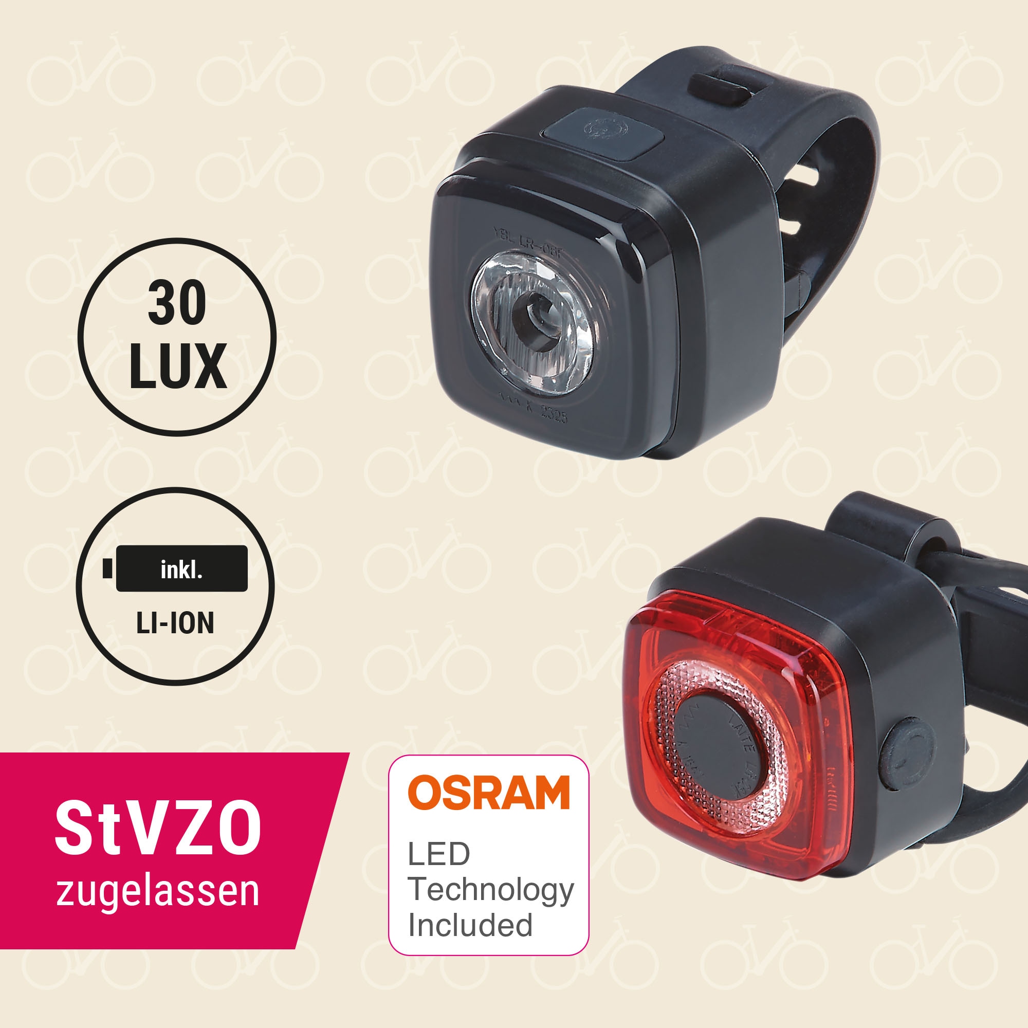 Prophete Fahrradbeleuchtung »LED Akku Beleuchtungs-Set«